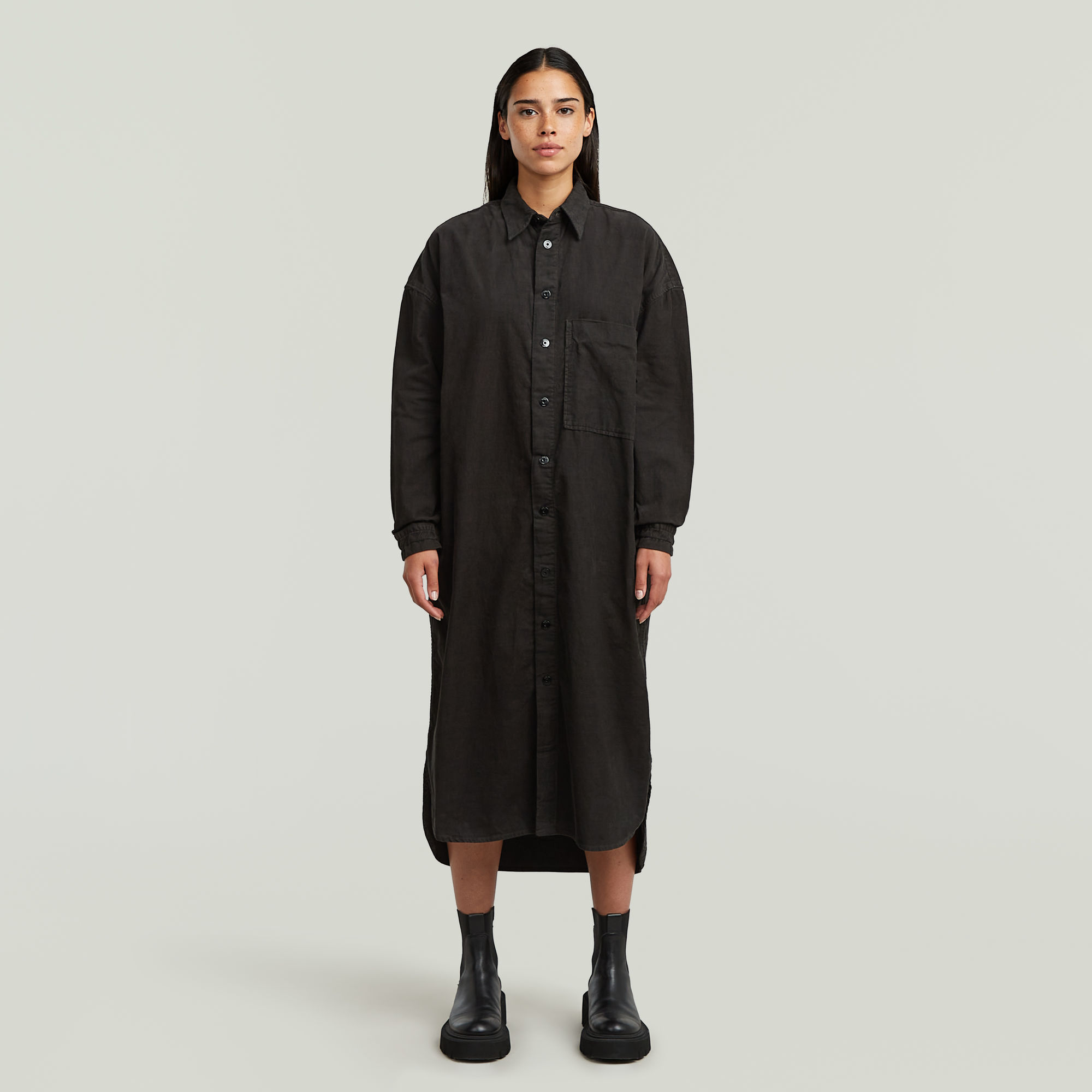 Long Shirt Kleid - Grau - Damen