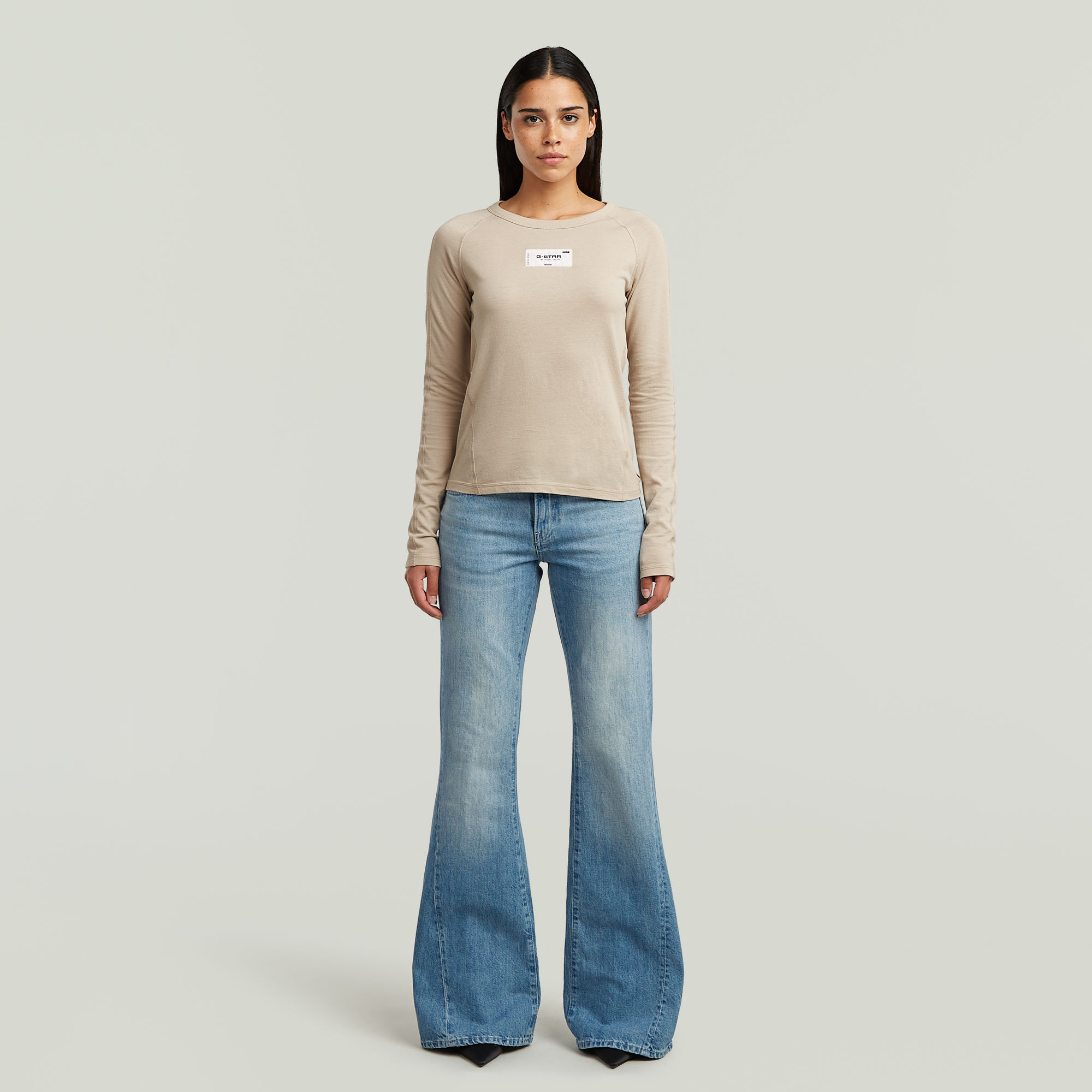 Thumbnail - Stevey Flare Jeans - Mittelblau - Damen