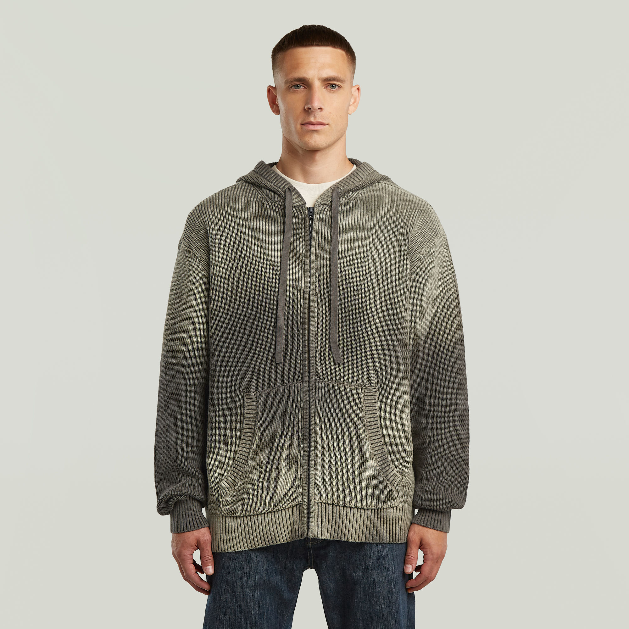 Sunfaded Loose Hoodie Knit Jacke - Braun - Herren