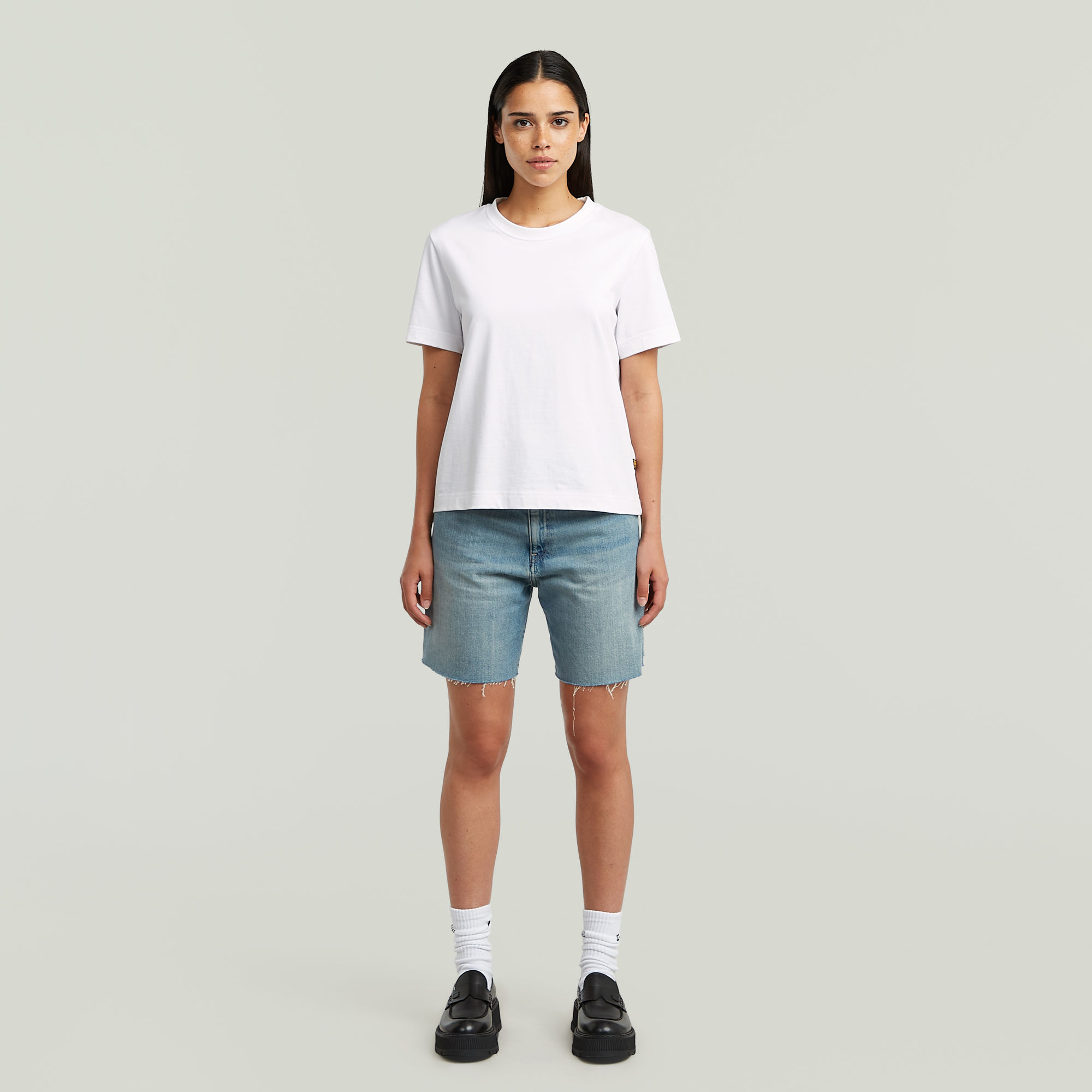 Thumbnail - High Bermuda Shorts - Mittelblau - Damen