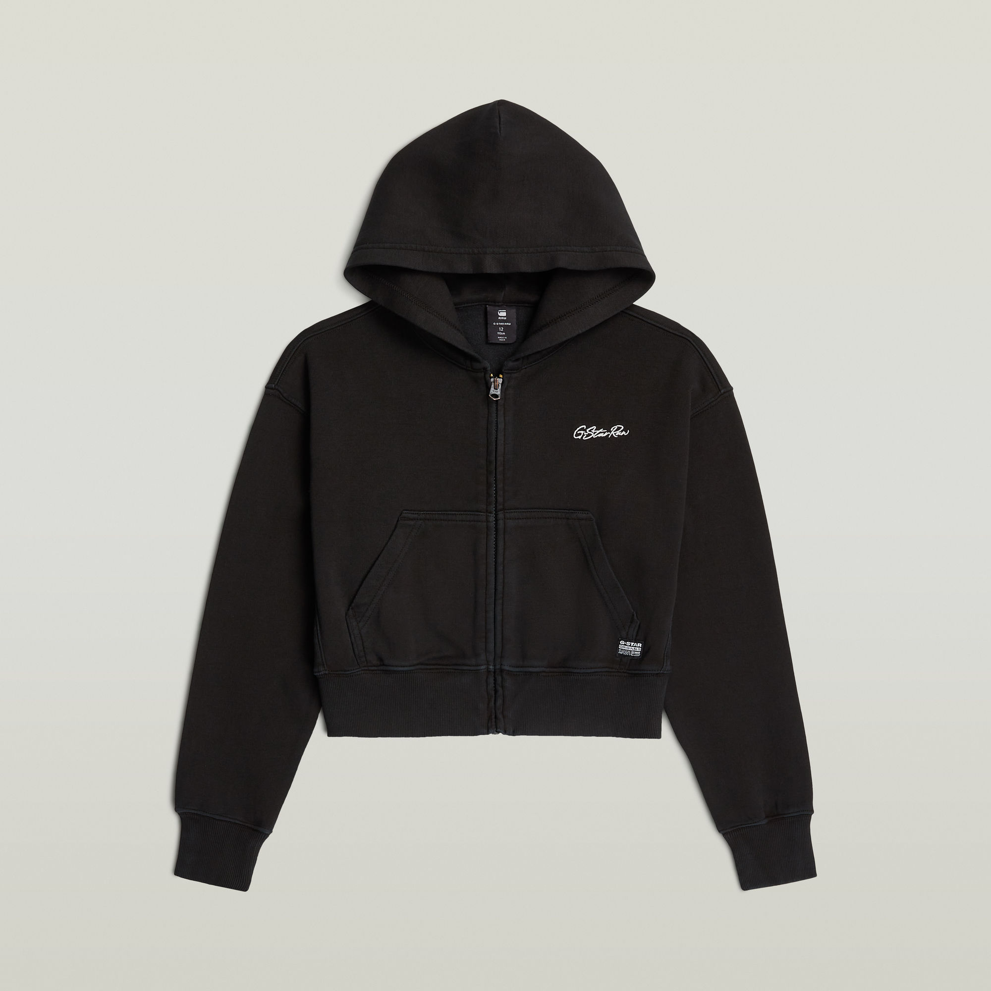 Thumbnail - Girls AR Hooded Sweatshirt Cropped - Schwarz - mädchen