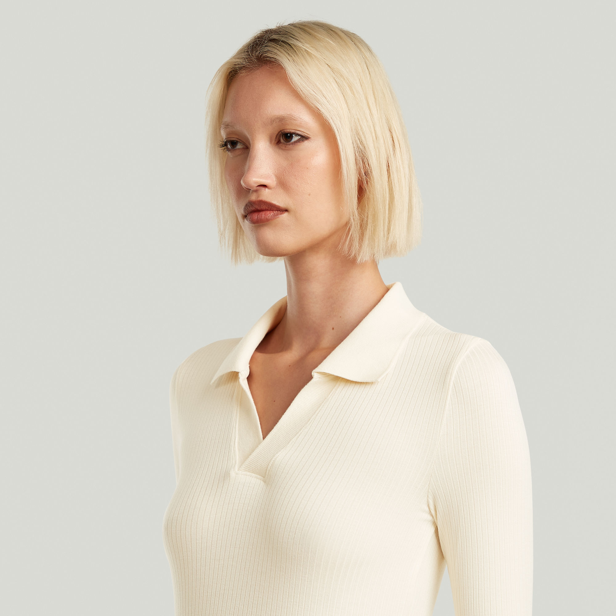 G-Star RAW Ribbed Slim Polo Beige Dames