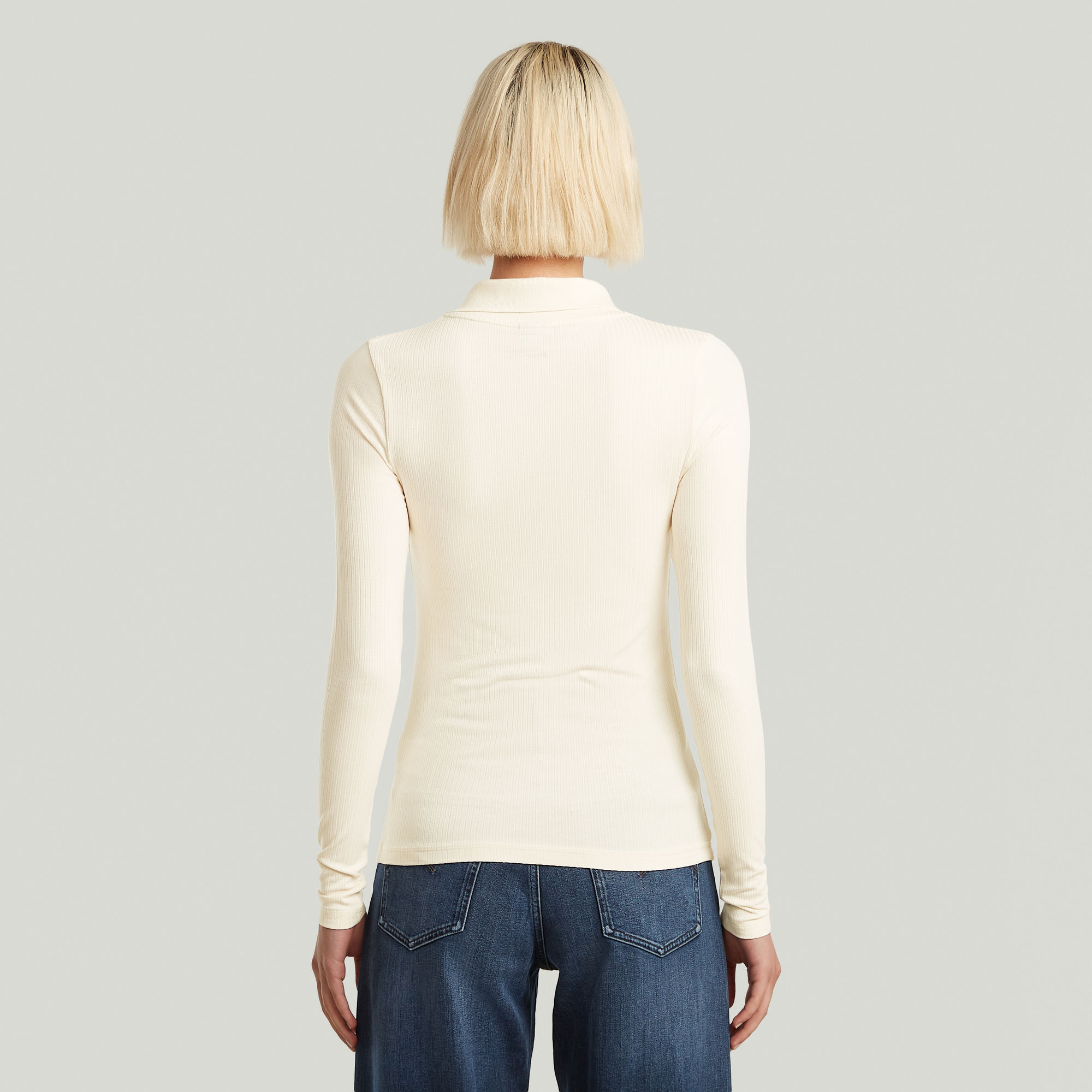 G-Star RAW Ribbed Slim Polo Beige Dames