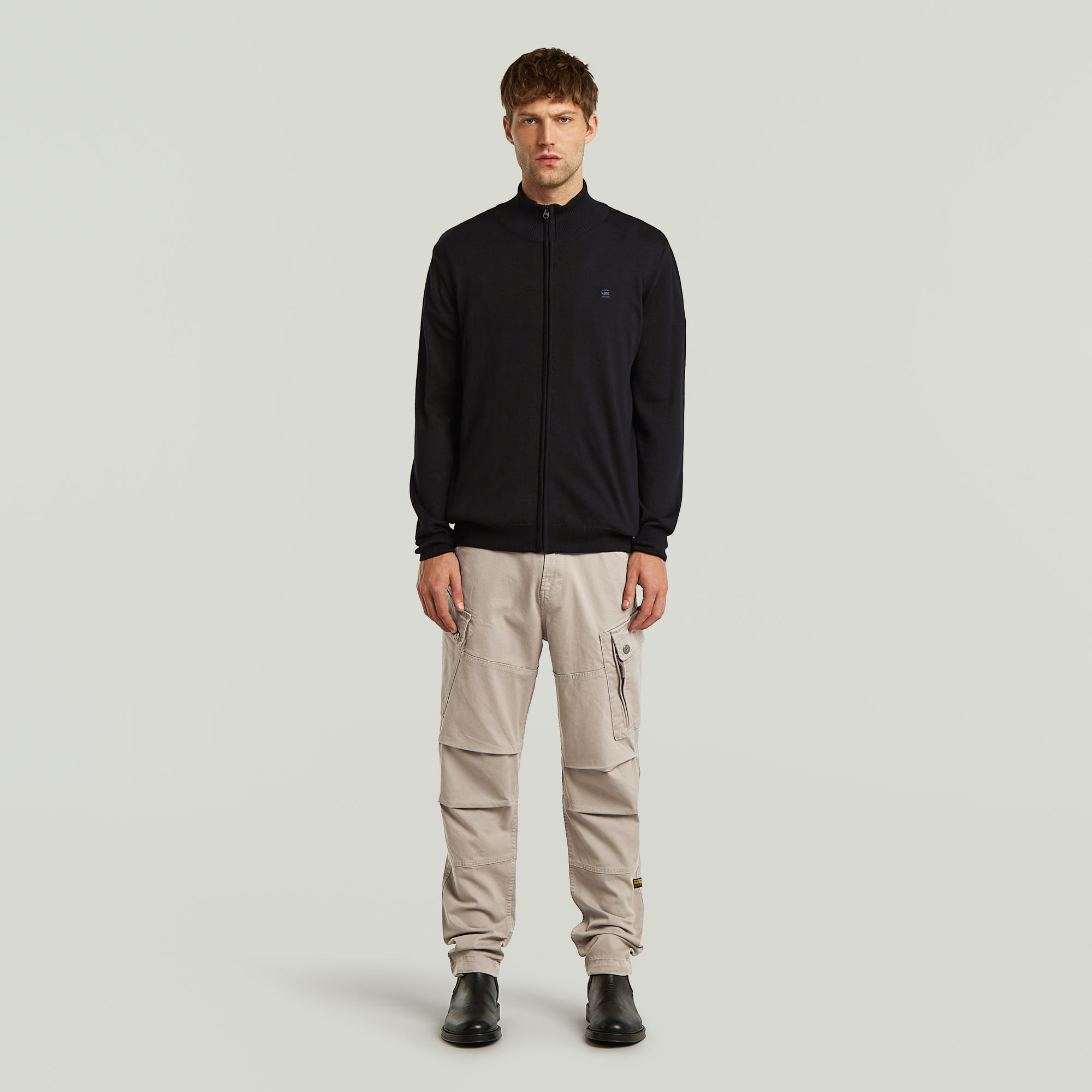 Thumbnail - Core Zip Through Knit - Schwarz - Herren