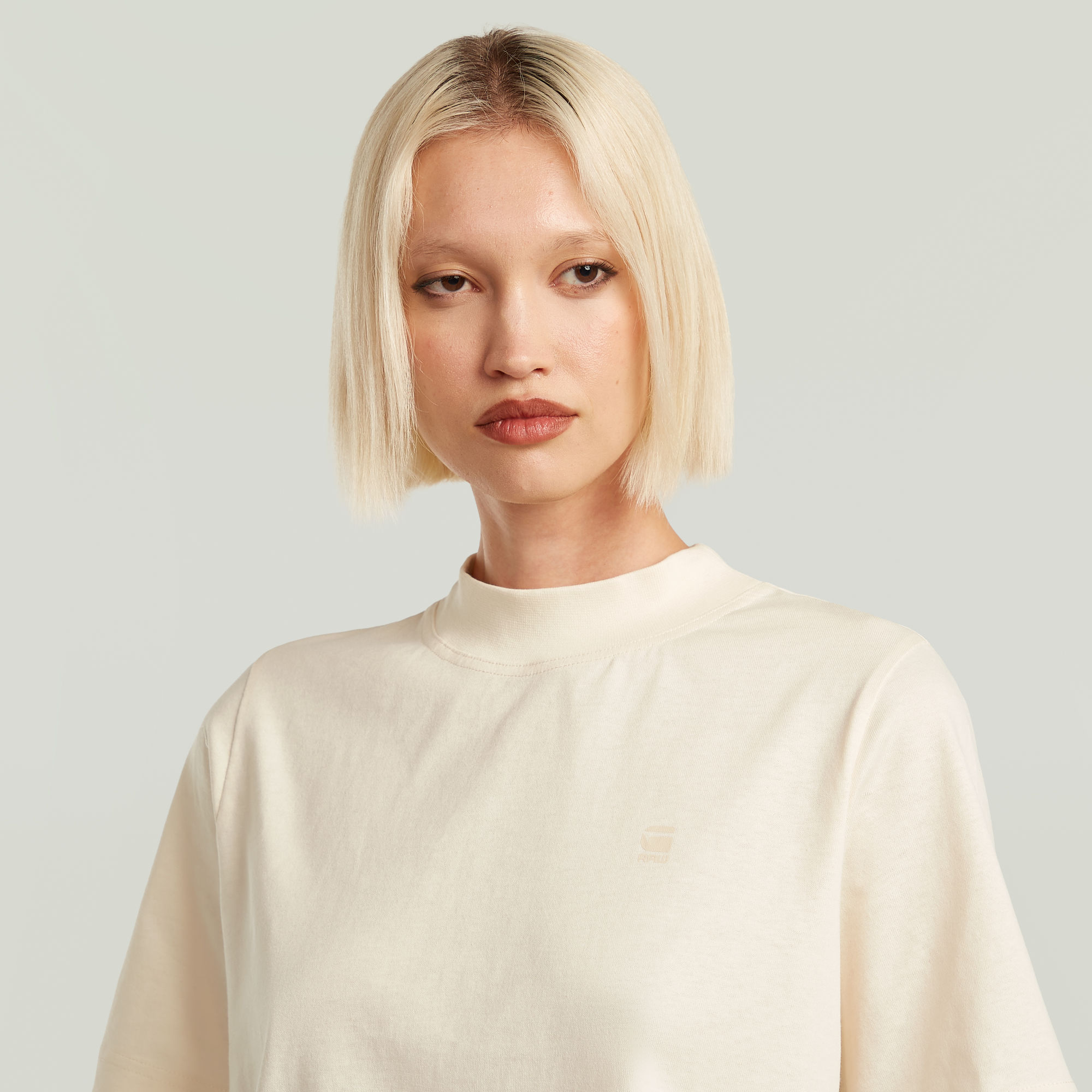 G-Star RAW Logo Mock T-Shirt Beige Dames