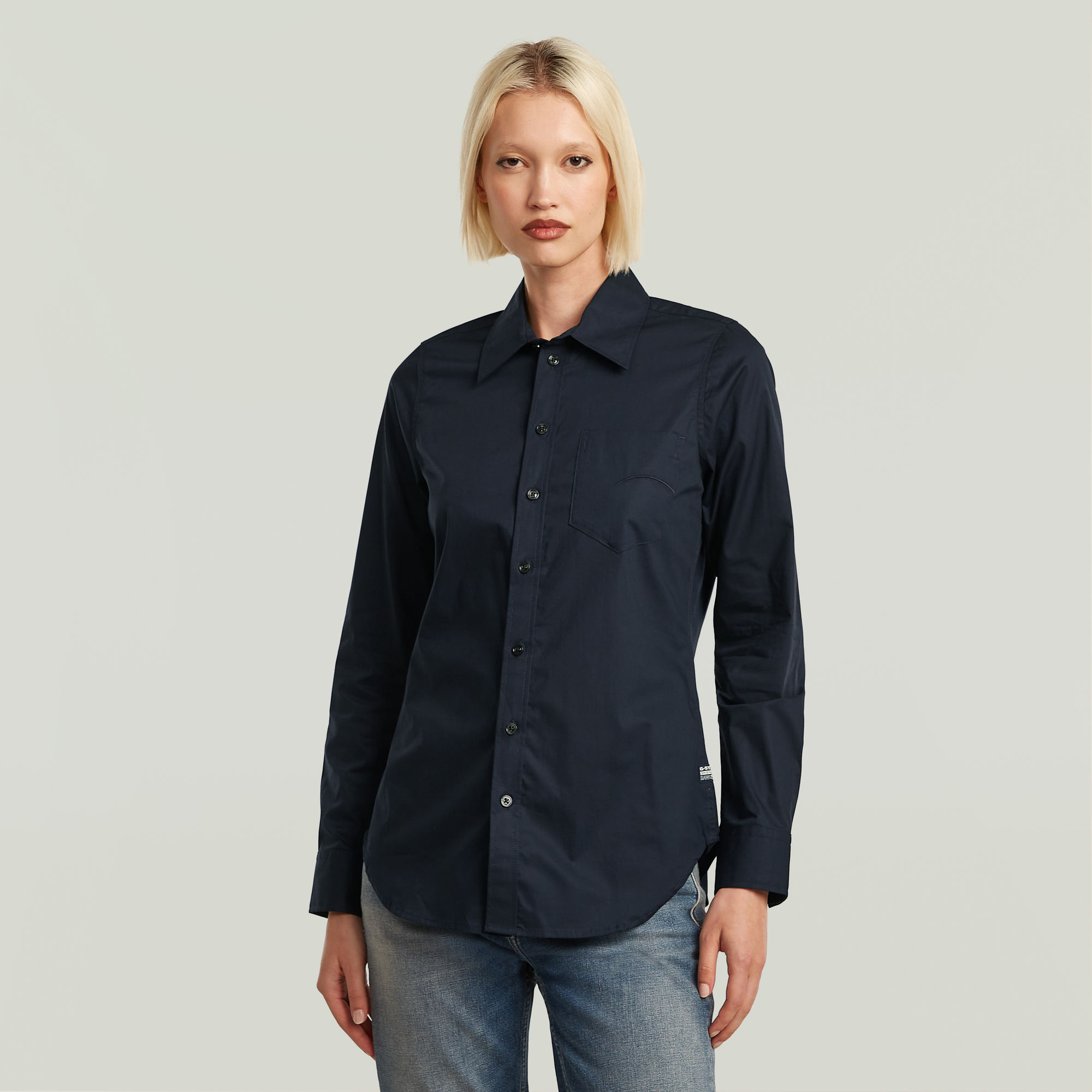 G-Star RAW Slim Poplin Longsleeve Overhemd Donkerblauw Dames