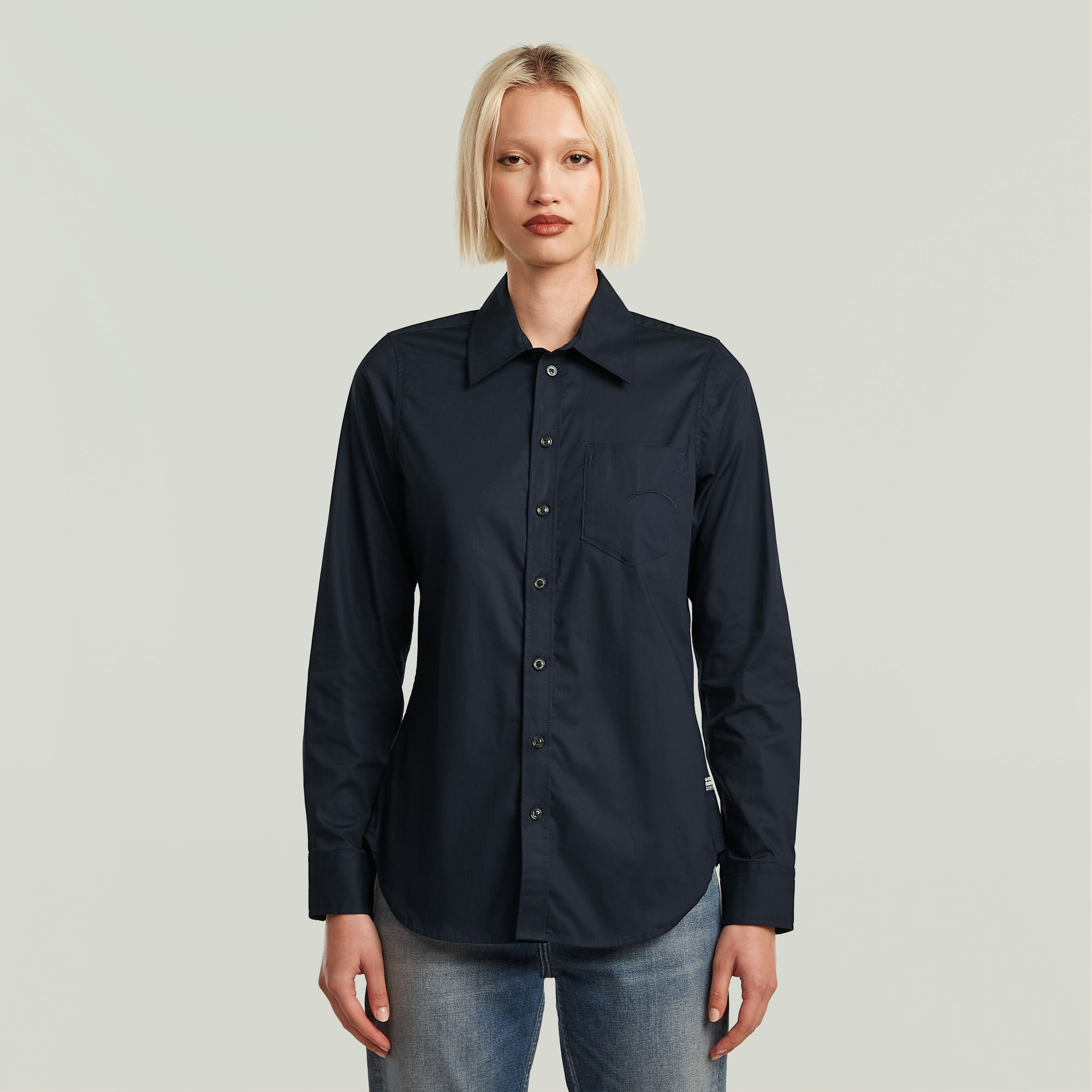 G-Star RAW Slim Poplin Longsleeve Overhemd - Donkerblauw - Dames