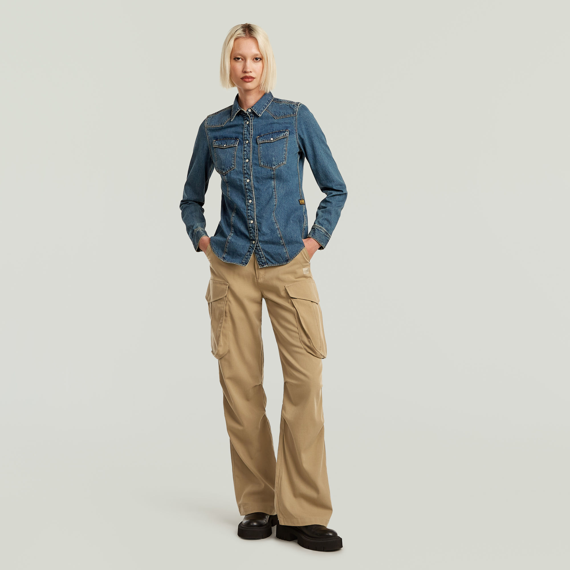 G-Star RAW 3301 Overhemd Midden blauw Dames