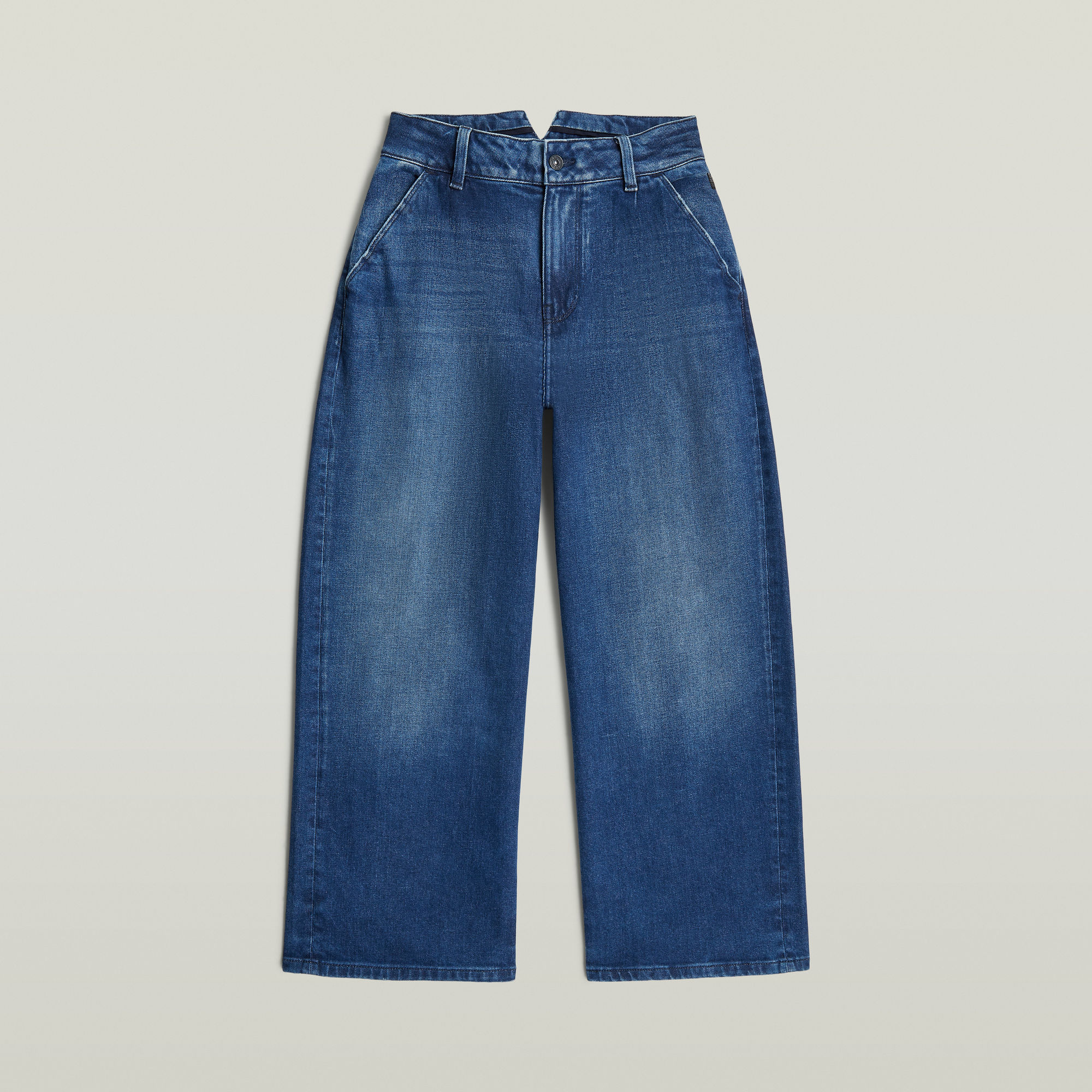 Thumbnail - Girls Pleated Barrel Chino Loose Jeans - Mittelblau - mädchen