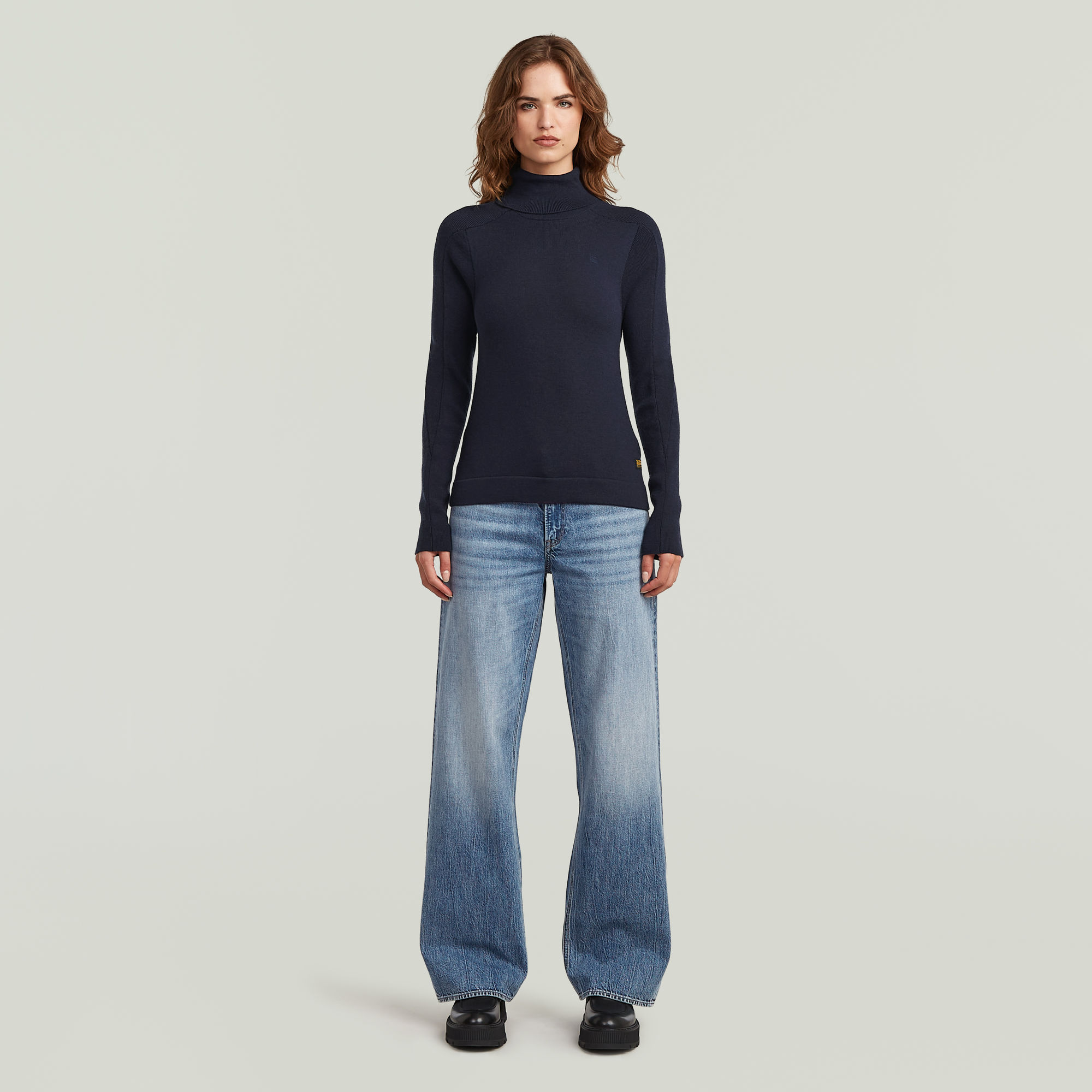 Thumbnail - Core Turtle Slim Knit - Dunkelblau - Damen