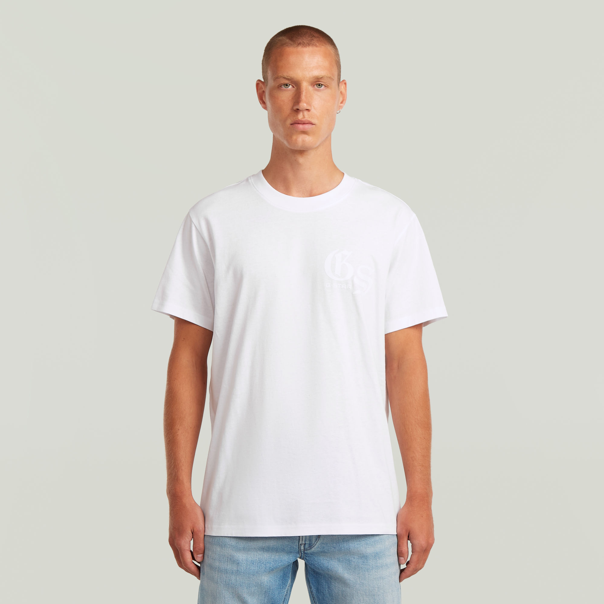 G-Star RAW Flock Back Loose T-shirt - Wit - Heren