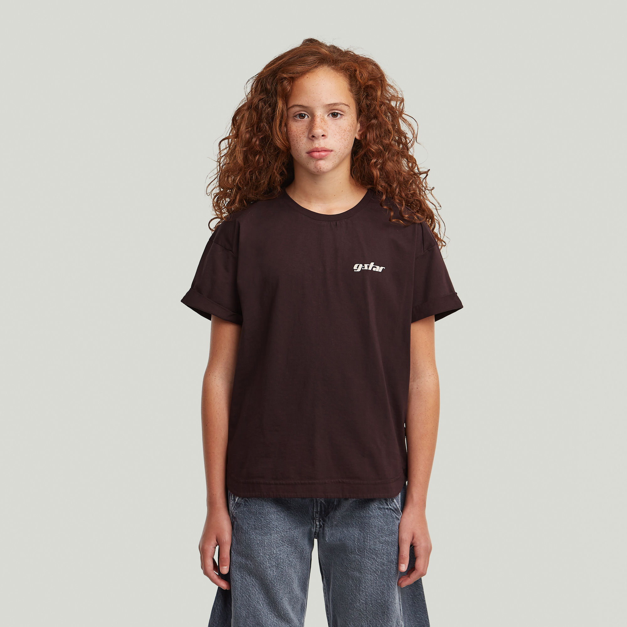 G-Star RAW T-shirt Rolled Up voor meisjes - Bruin - meisjes