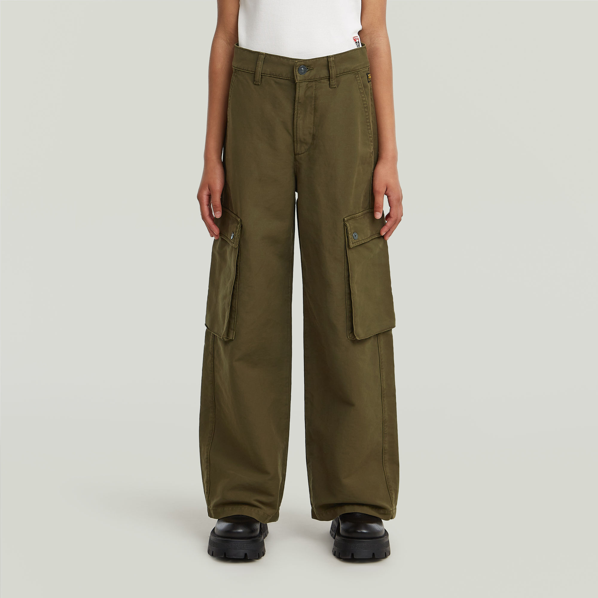Girls High Waist Cargohose - Grün - mädchen