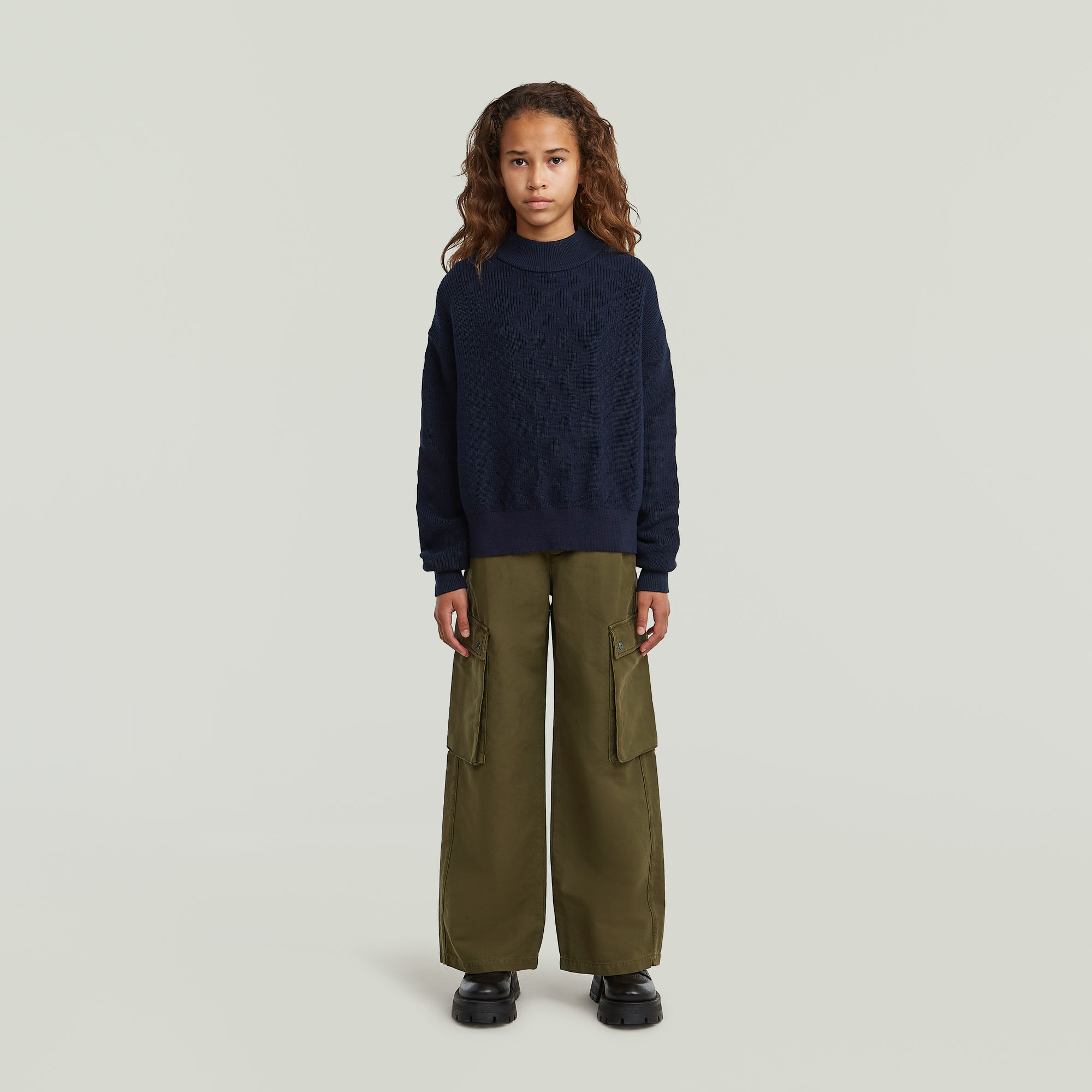 Thumbnail - Girls High Waist Cargohose - Grün - mädchen