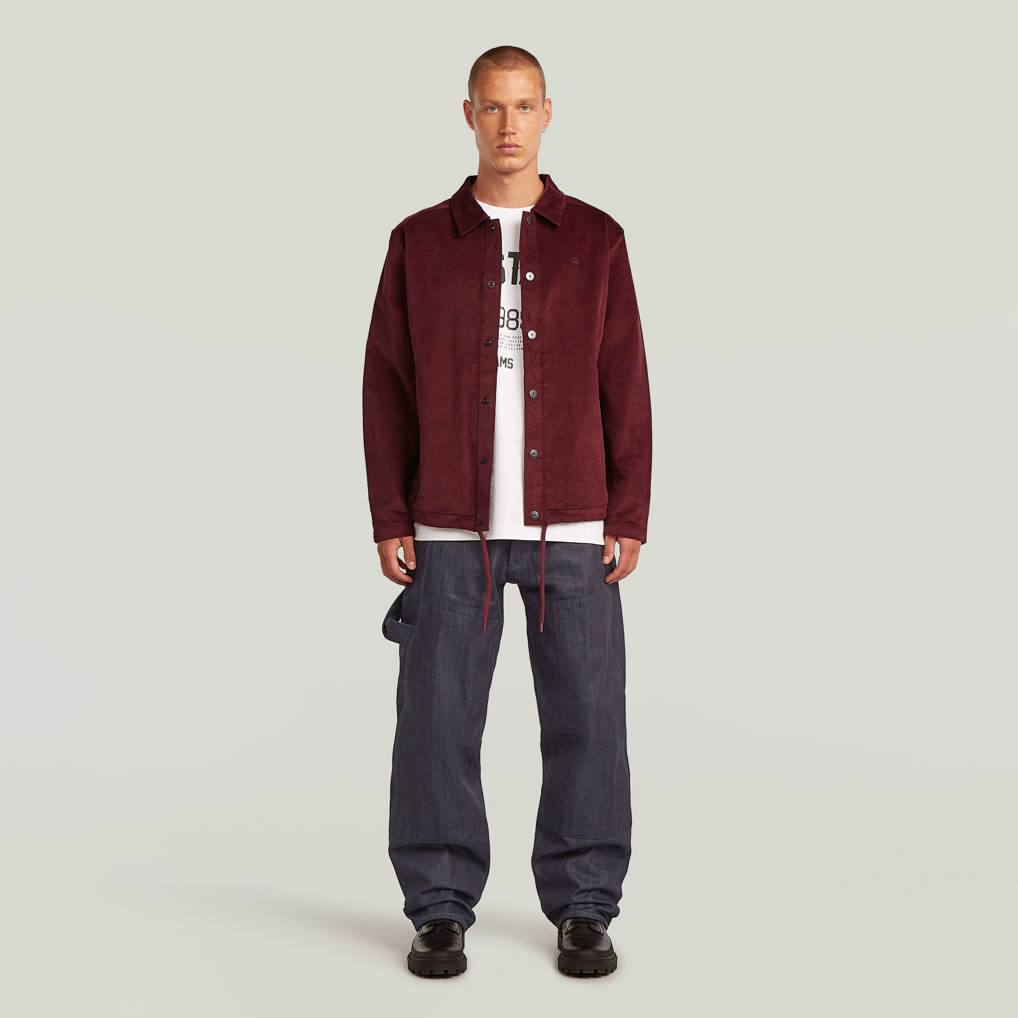 Thumbnail - Cord Coach Sweatjacke - Rot - Herren