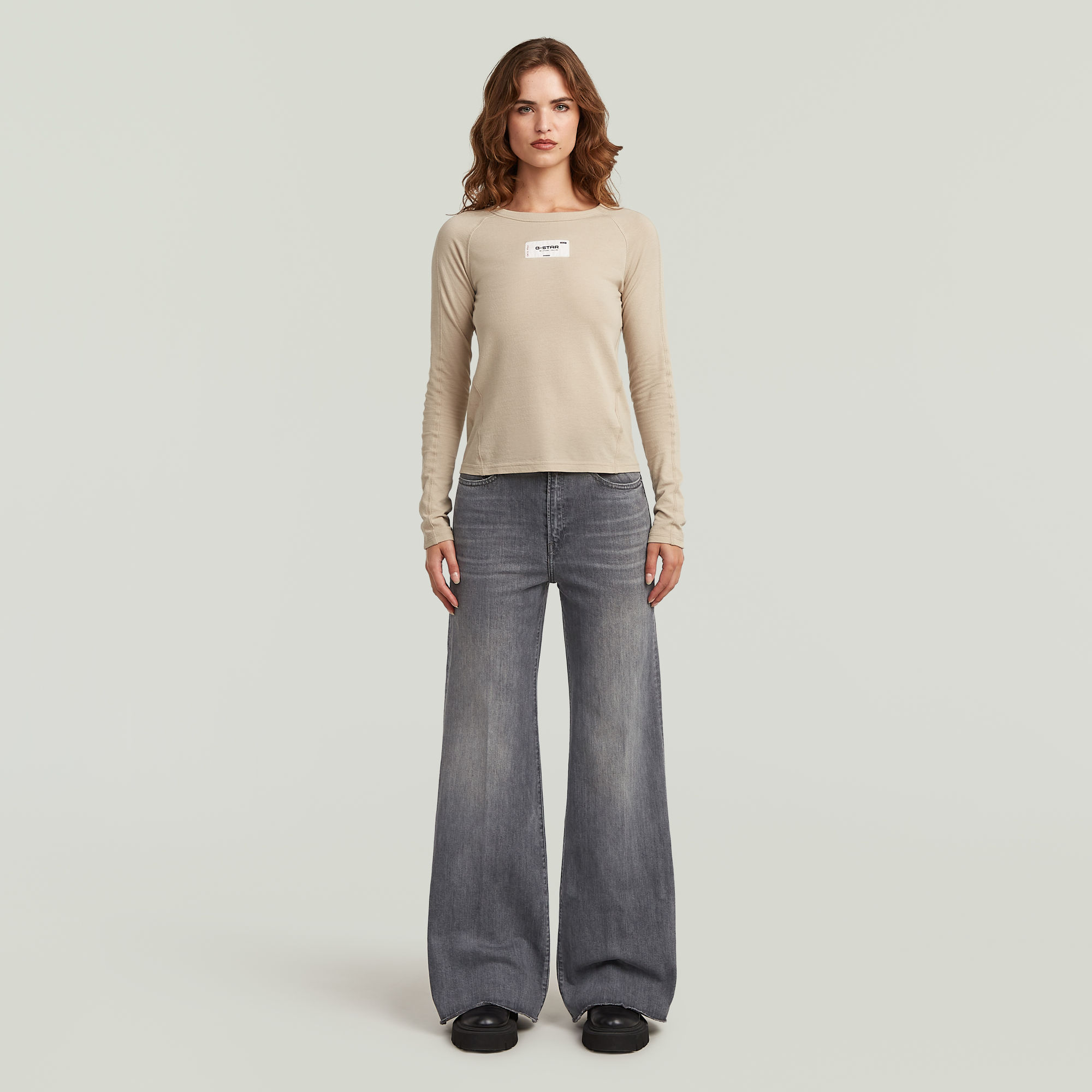 Thumbnail - Deck Ultra High Wide Leg Jeans - Grau - Damen