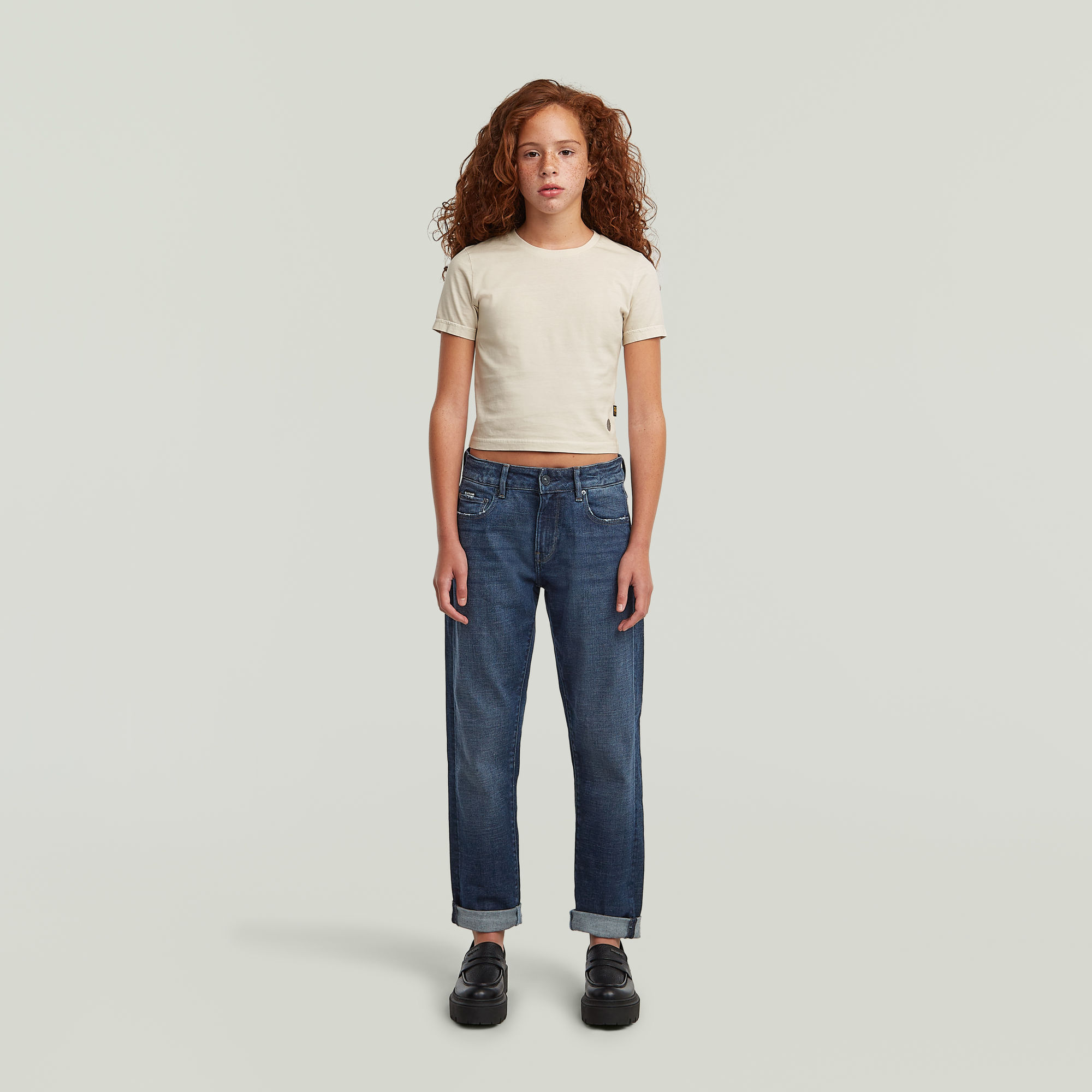 Thumbnail - Girls Cropped Mini Slim T-Shirt - Weiß - mädchen