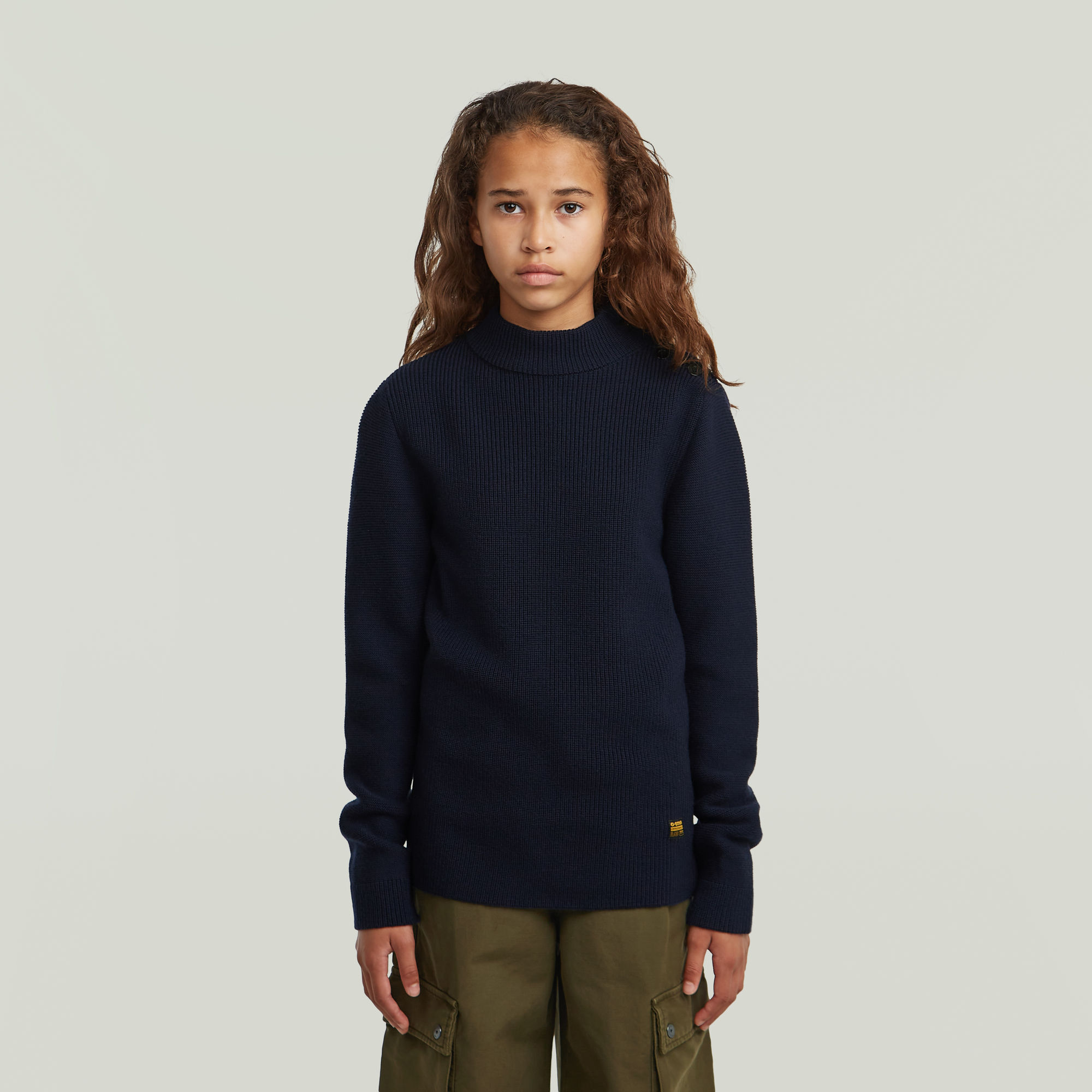 Girls Crew Button Knit Cardigan - Dunkelblau - mädchen