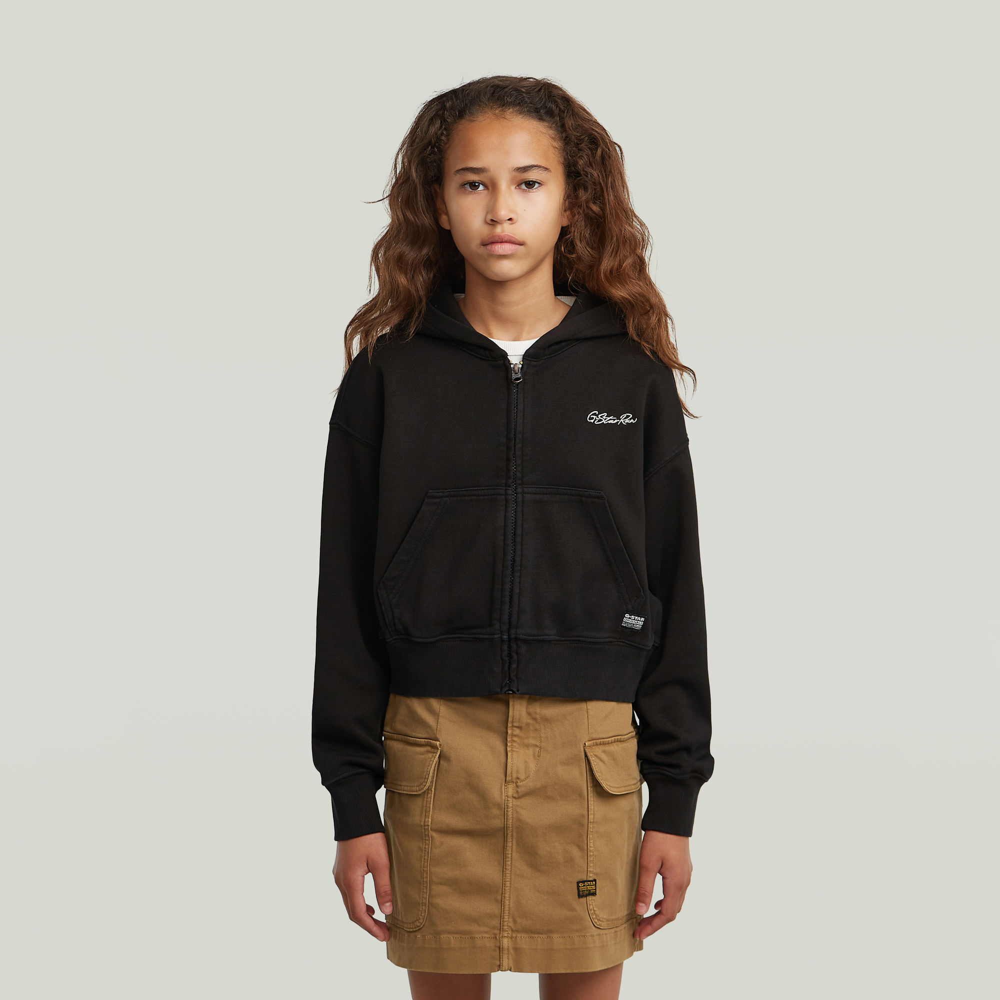 Girls AR Hooded Sweatshirt Cropped - Schwarz - mädchen