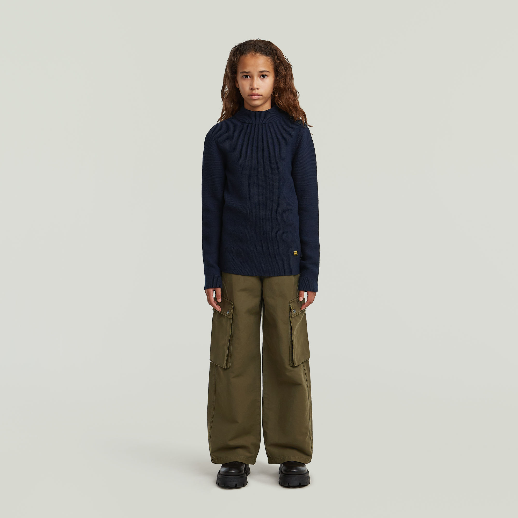 Thumbnail - Girls Crew Button Knit Cardigan - Dunkelblau - mädchen