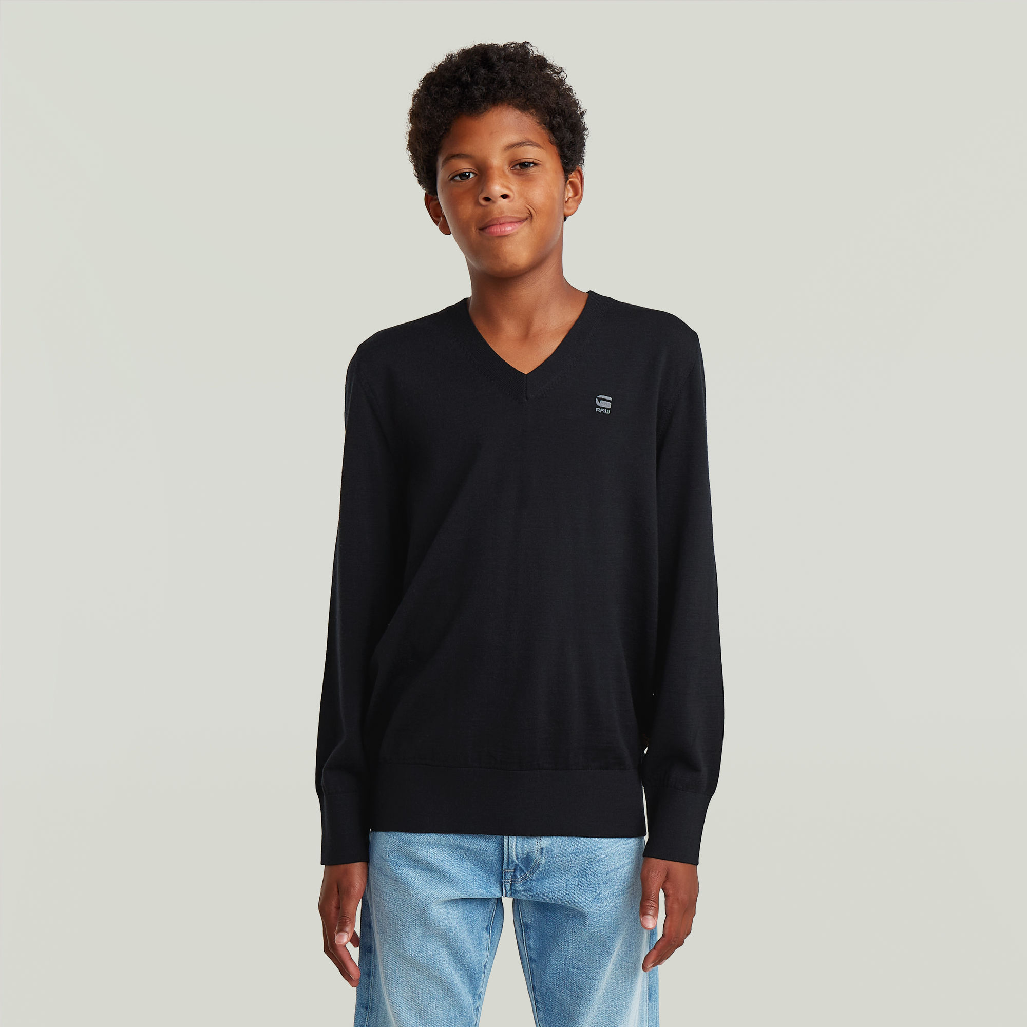 

Boys Basic V Neck Knit - Black - boys