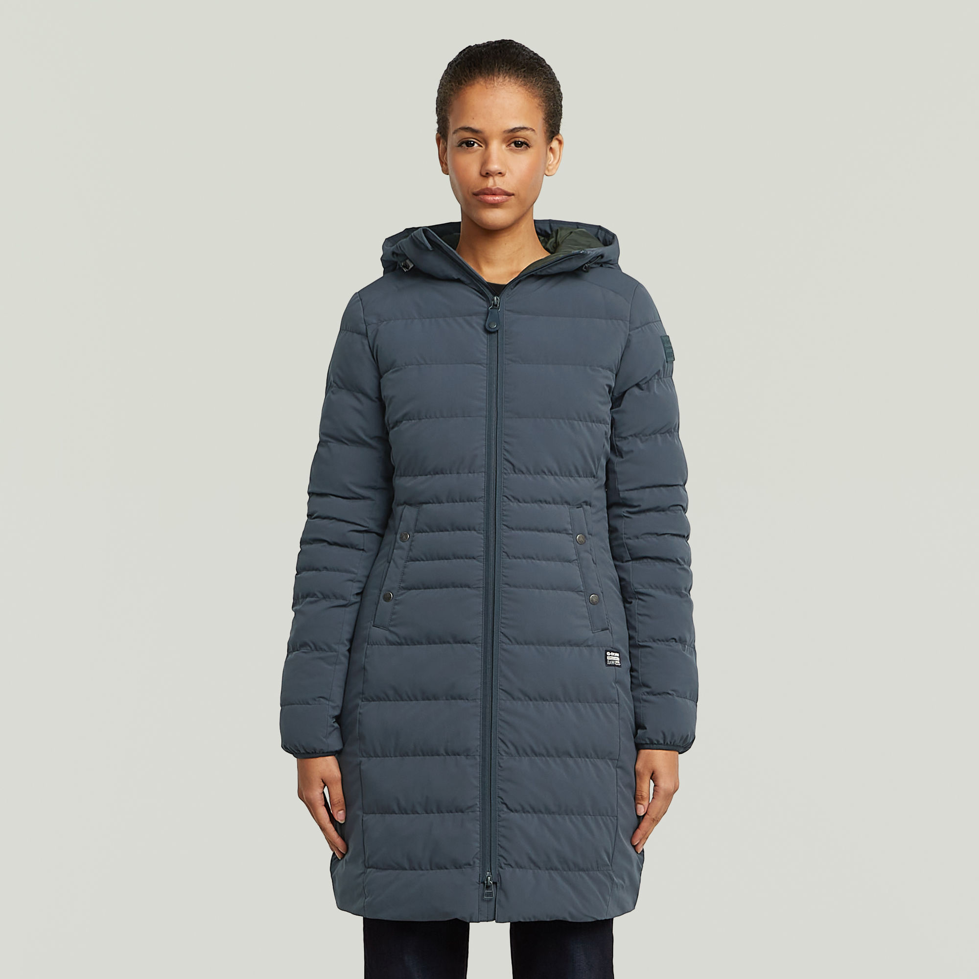 Foundation Padded Long Jacke - Dunkelblau - Damen