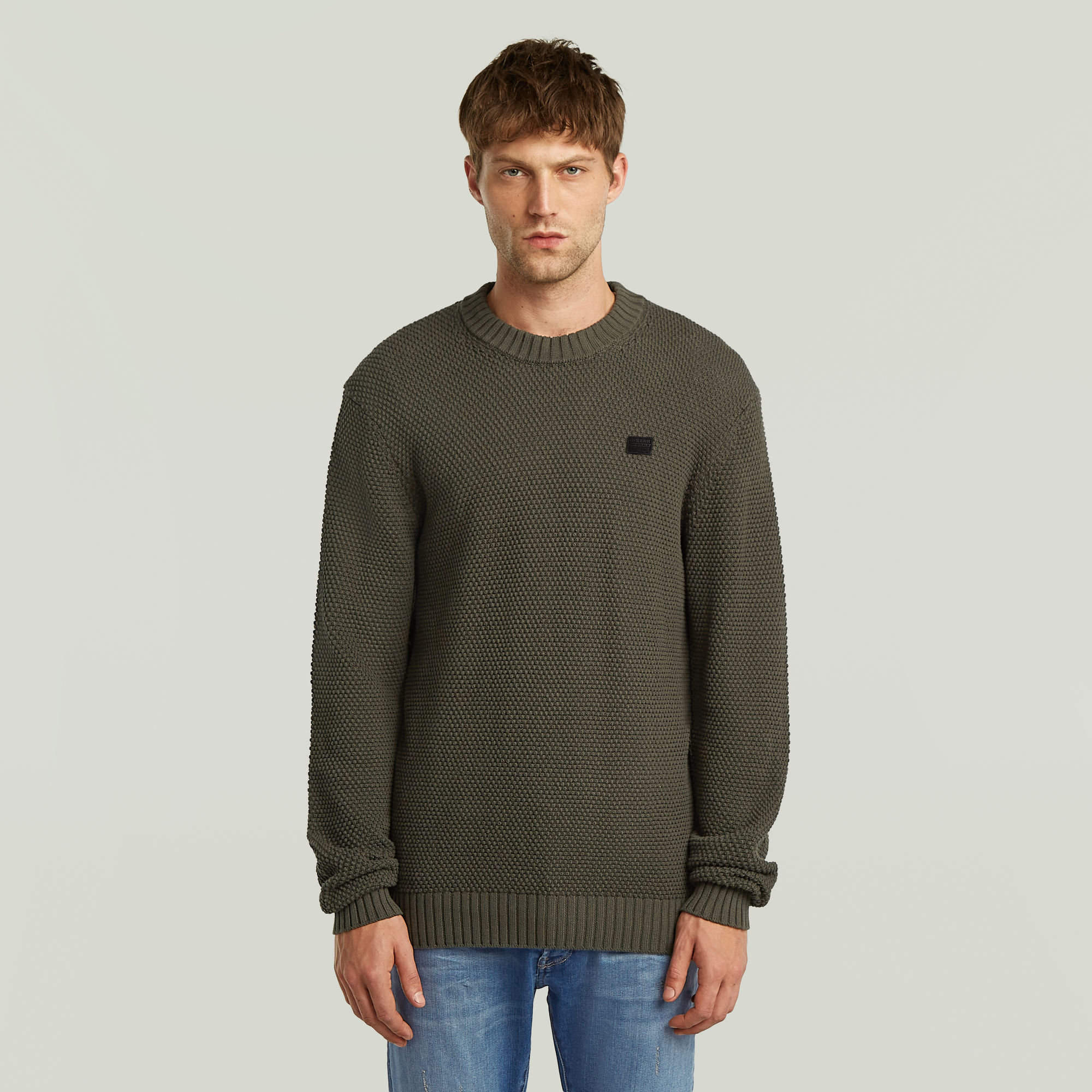 Honey Comb Structure Knit - Grau - Herren