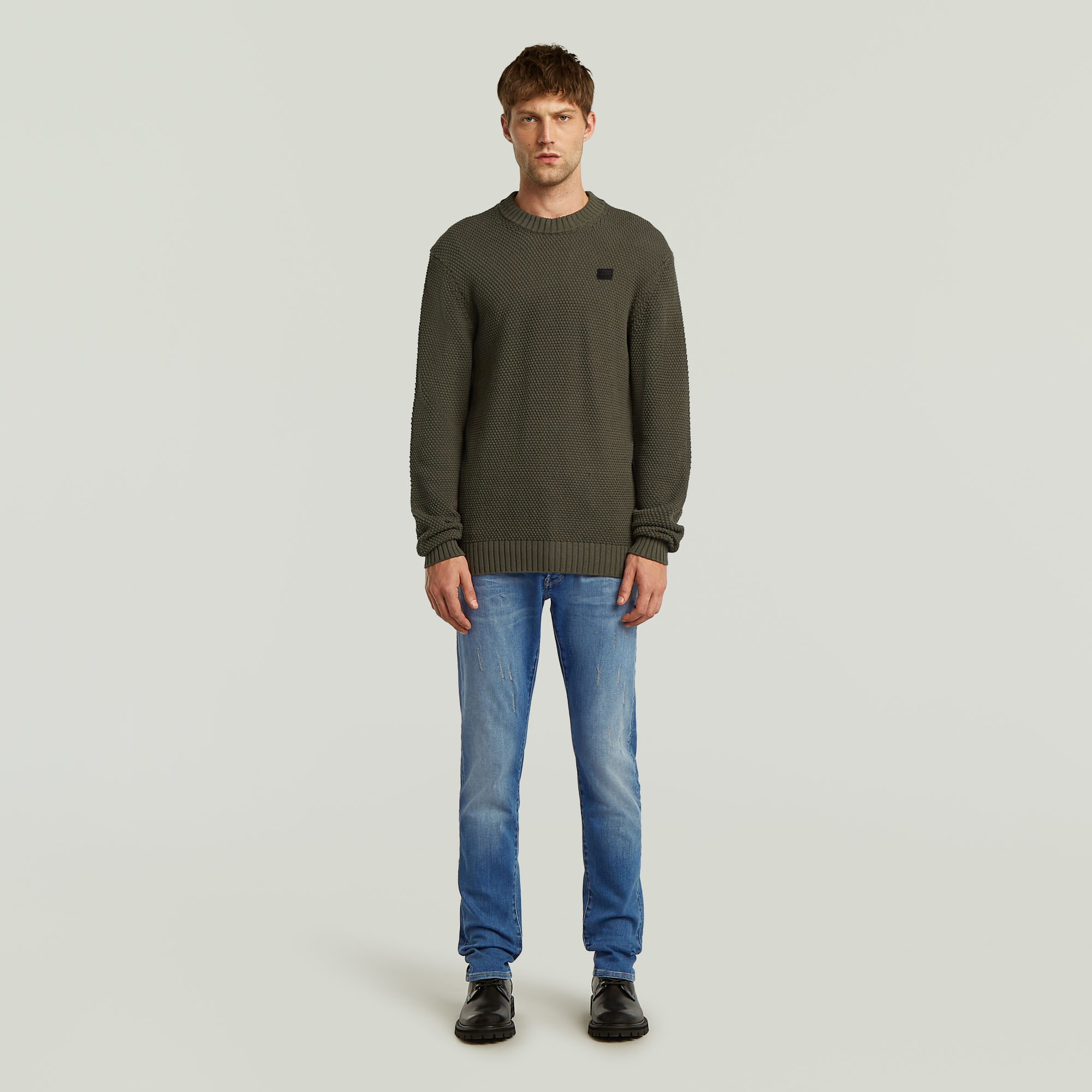 Thumbnail - Honey Comb Structure Knit - Grau - Herren