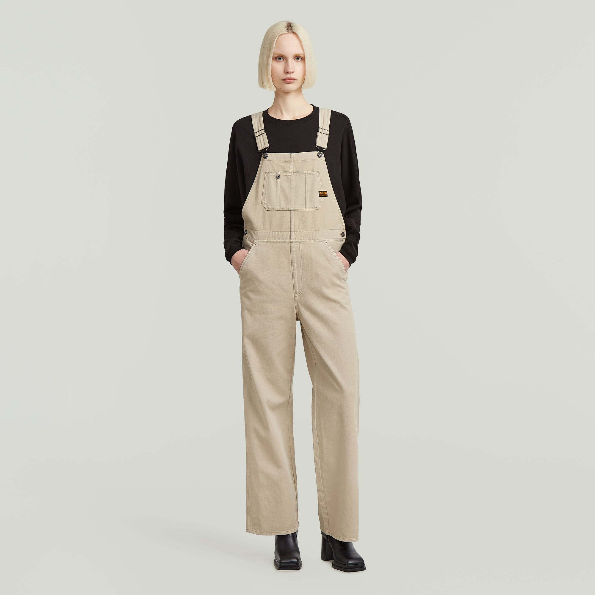 Thumbnail - Straight Dungaree - Beige - Damen