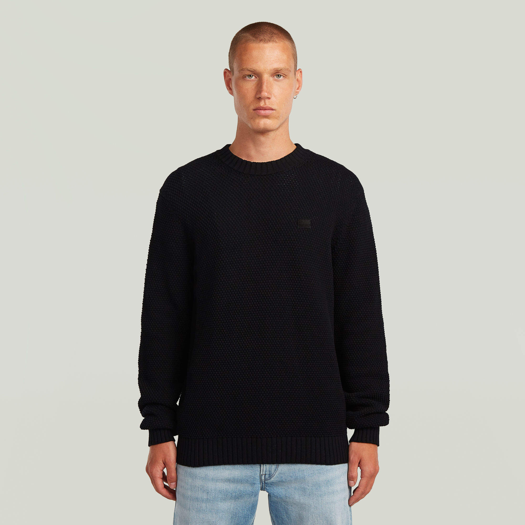 

Honey Comb Structure Knit - Black - Men