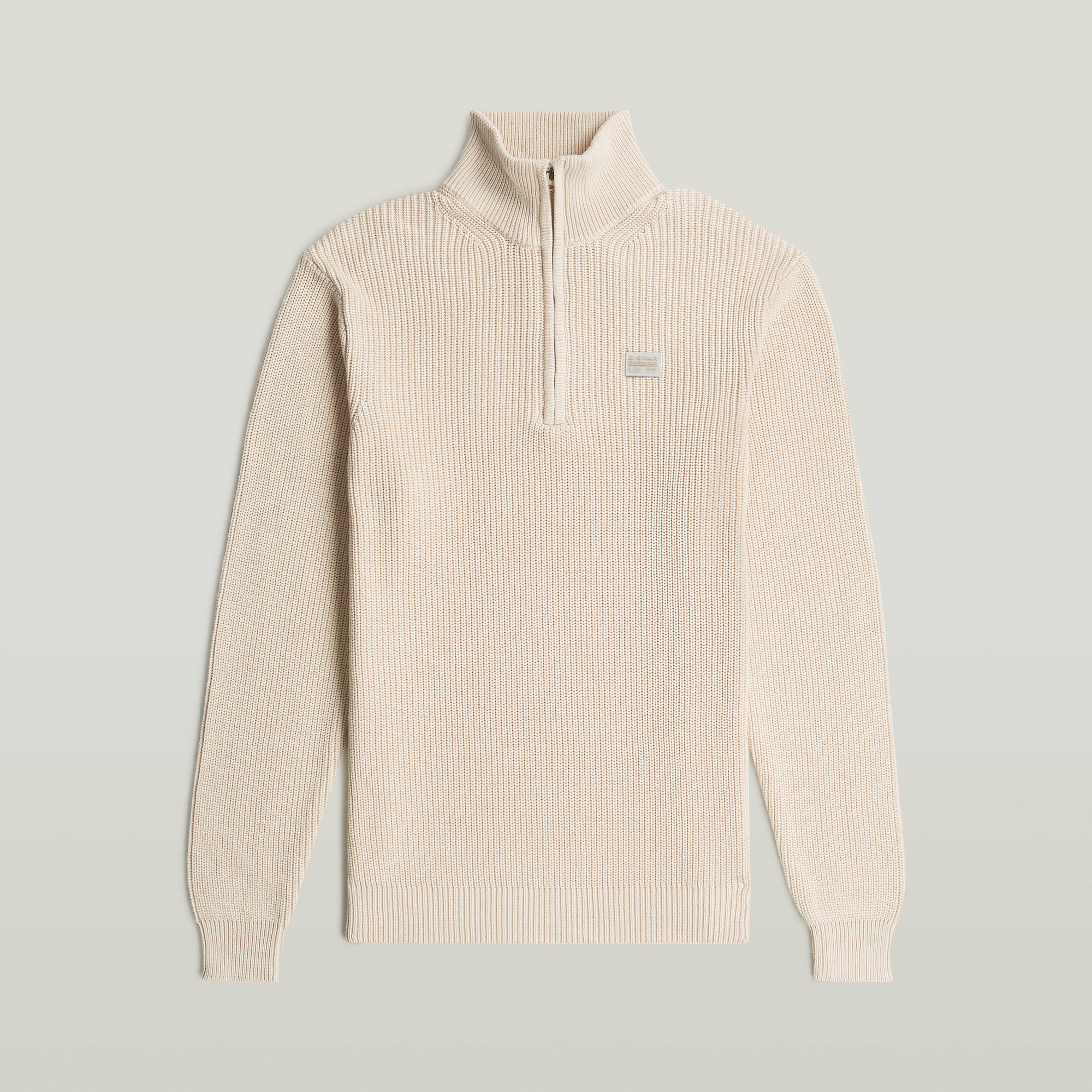 Thumbnail - Pullover Half Zip Knit - Weiß - Herren
