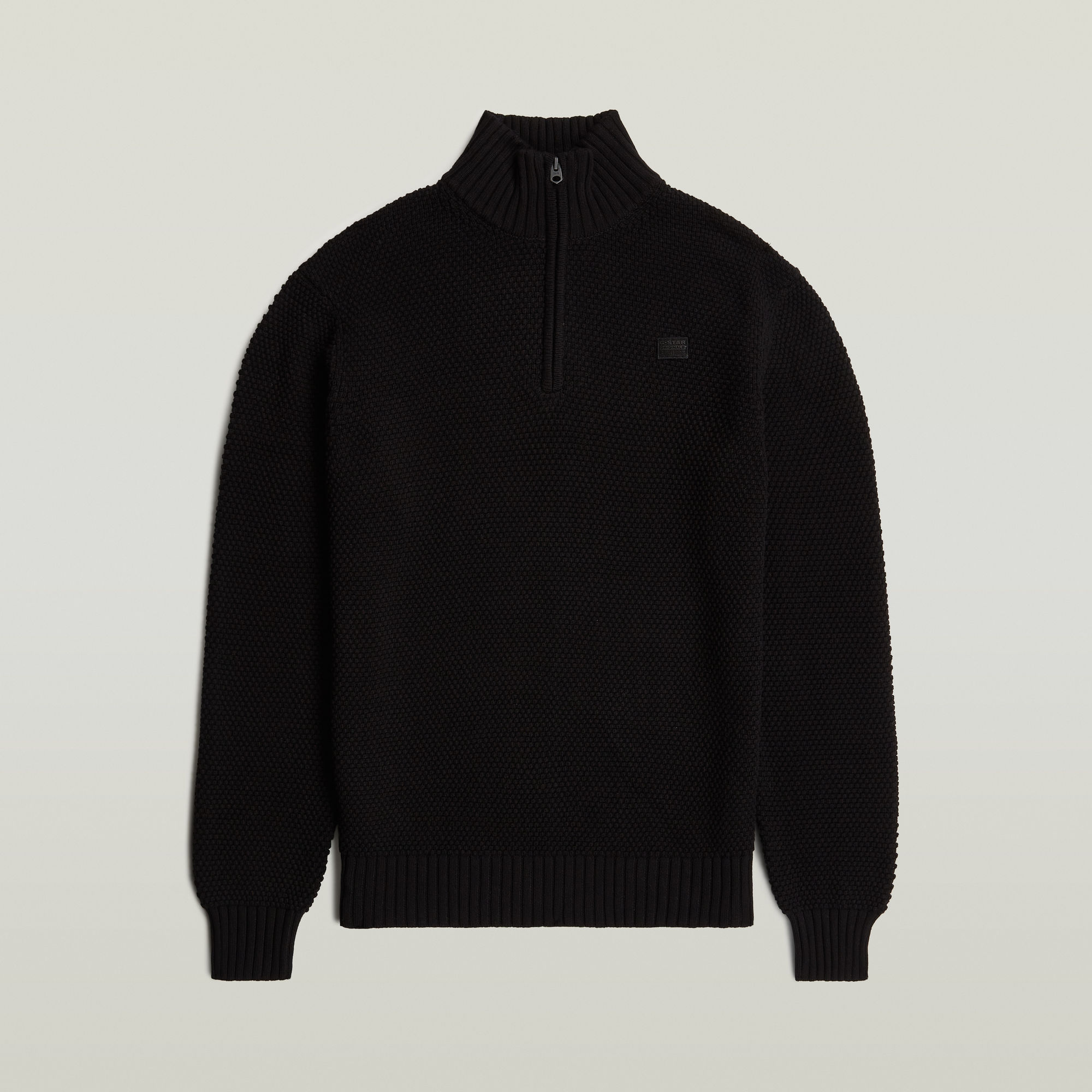 Thumbnail - Honey Comb Structure Skipper Knit - Schwarz - Herren