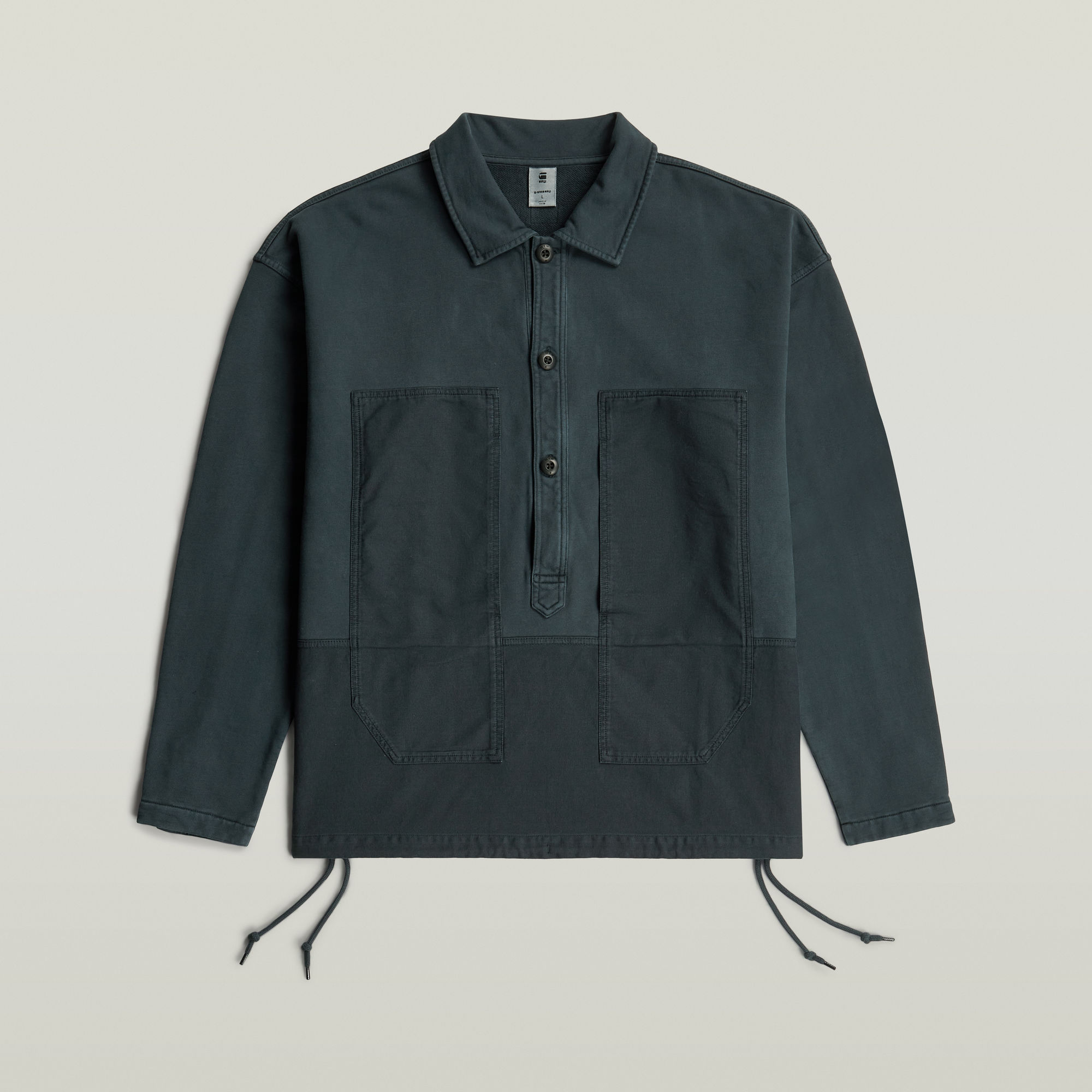 Thumbnail - Washed Fabric Mix Loose Sweatshirt - Dunkelblau - Herren