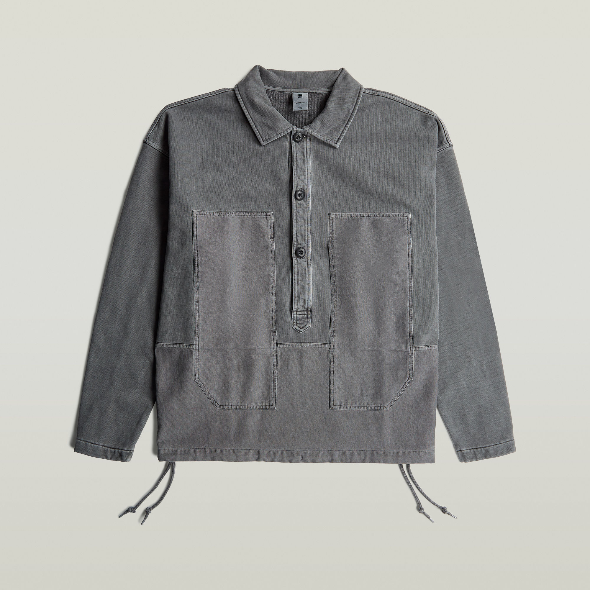 Thumbnail - Washed Fabric Mix Loose Sweatshirt - Grau - Herren