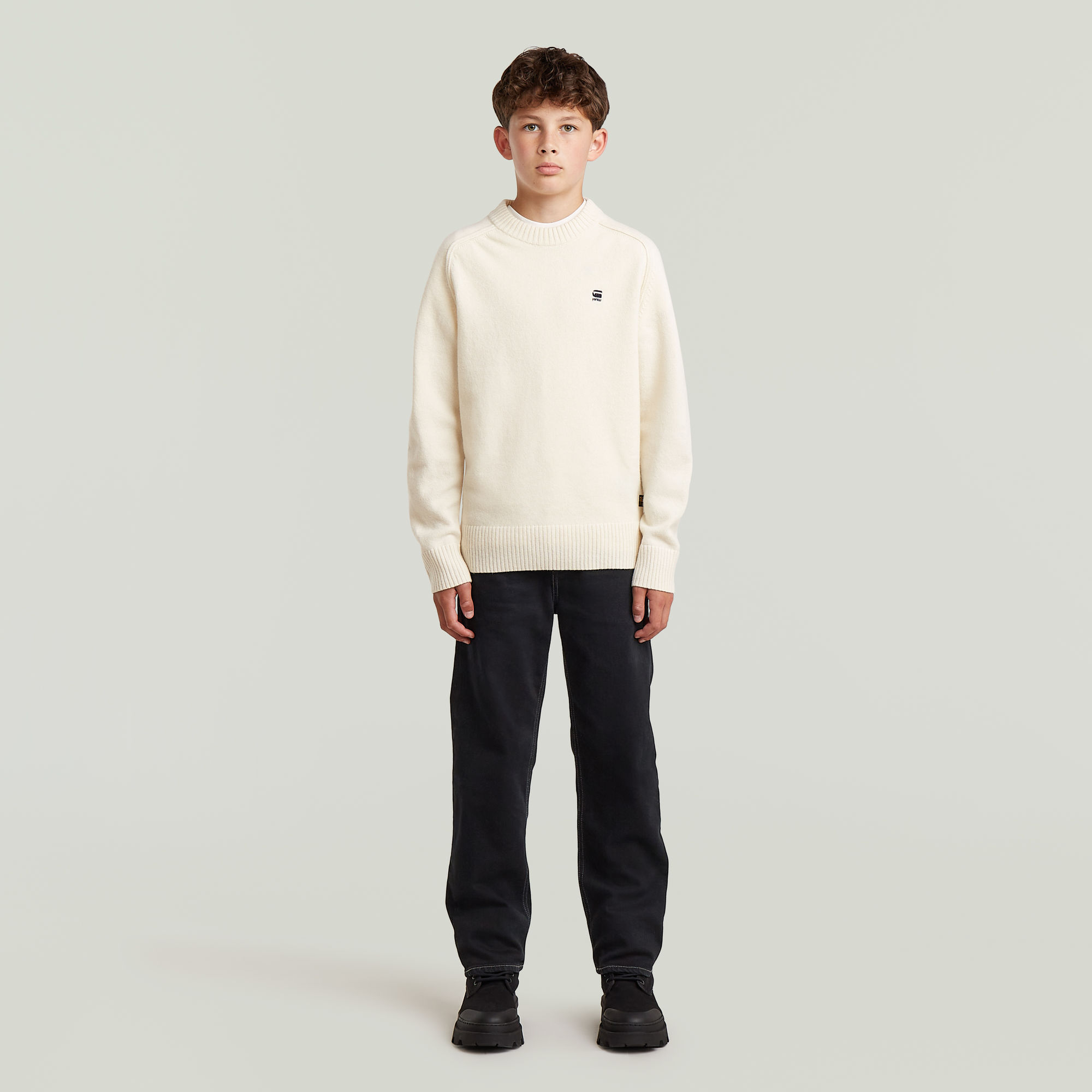 Thumbnail - Boys Rag Crew Knit - Weiß - jungen