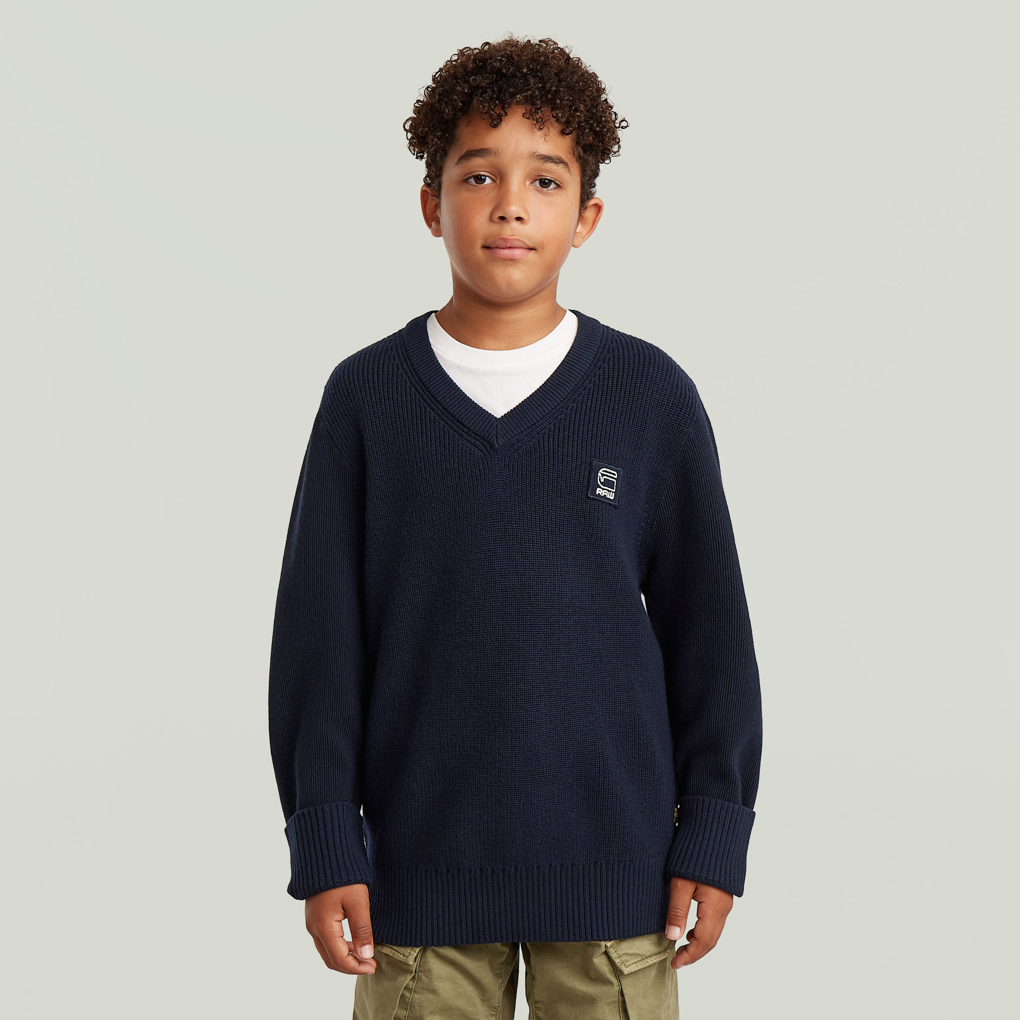 Boys Army V Neck Knit - Dunkelblau - jungen