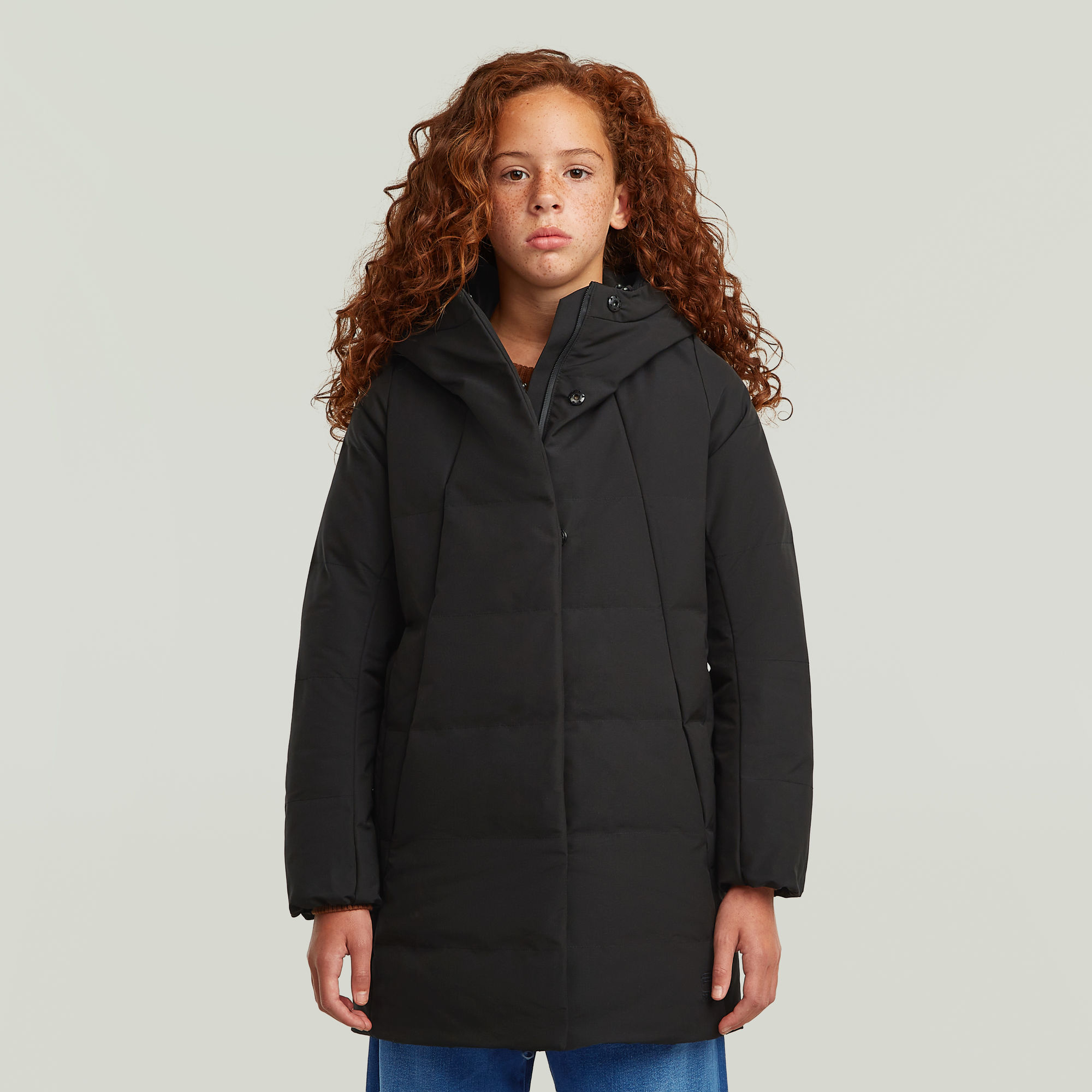 Girls Cayley Padded Long Jacke - Schwarz - mädchen
