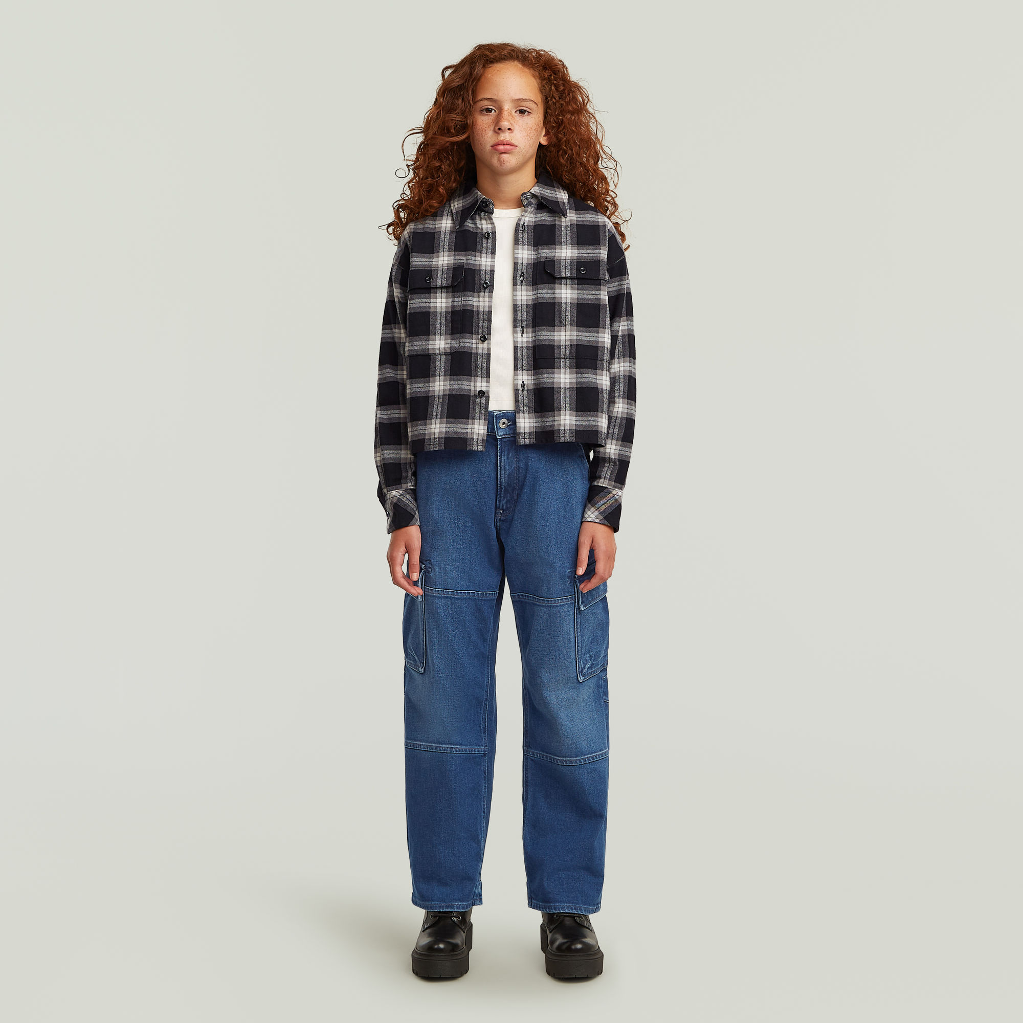 Thumbnail - Girls Bowey Extreme Cargo Loose Jeans - Mittelblau - mädchen