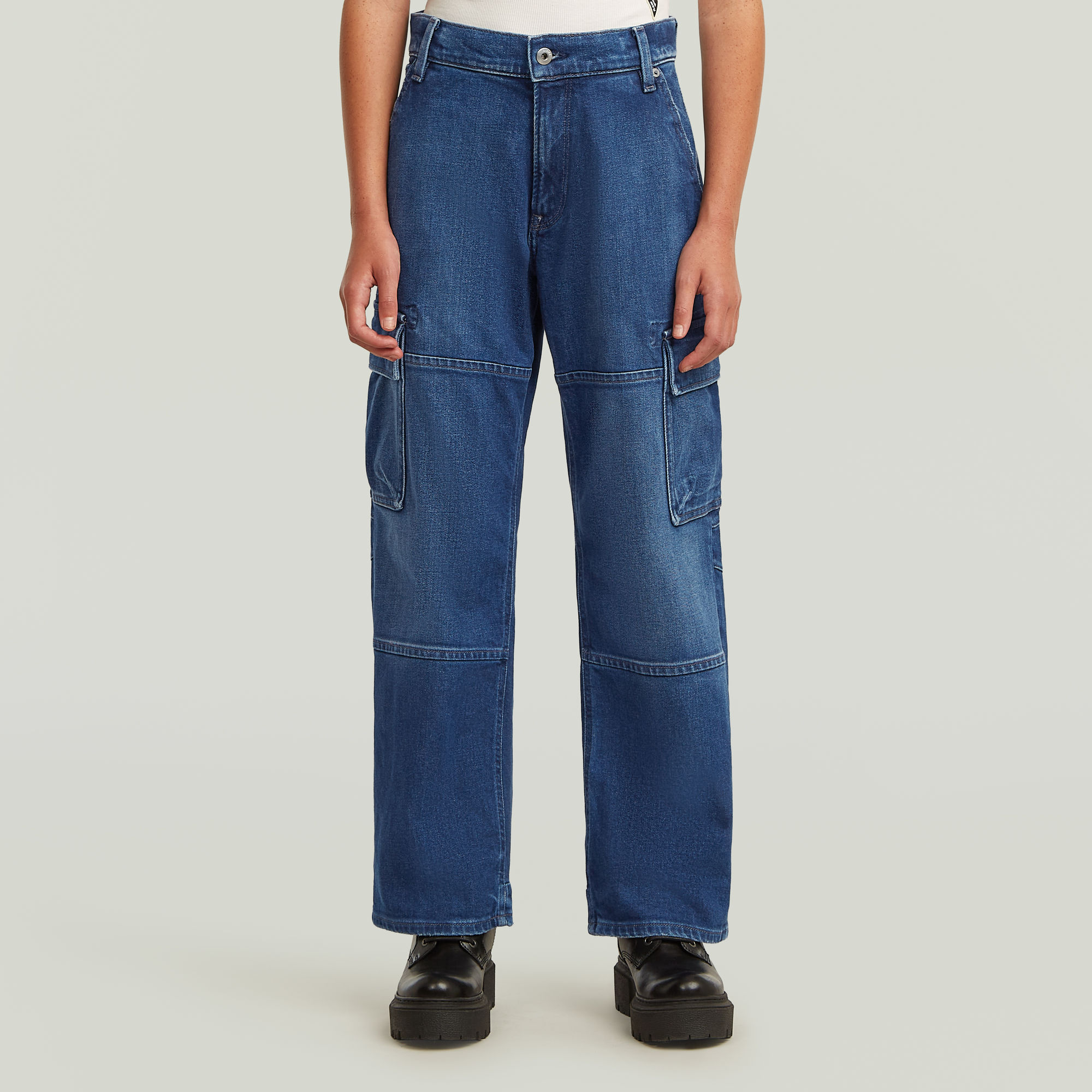 Girls Bowey Extreme Cargo Loose Jeans - Mittelblau - mädchen