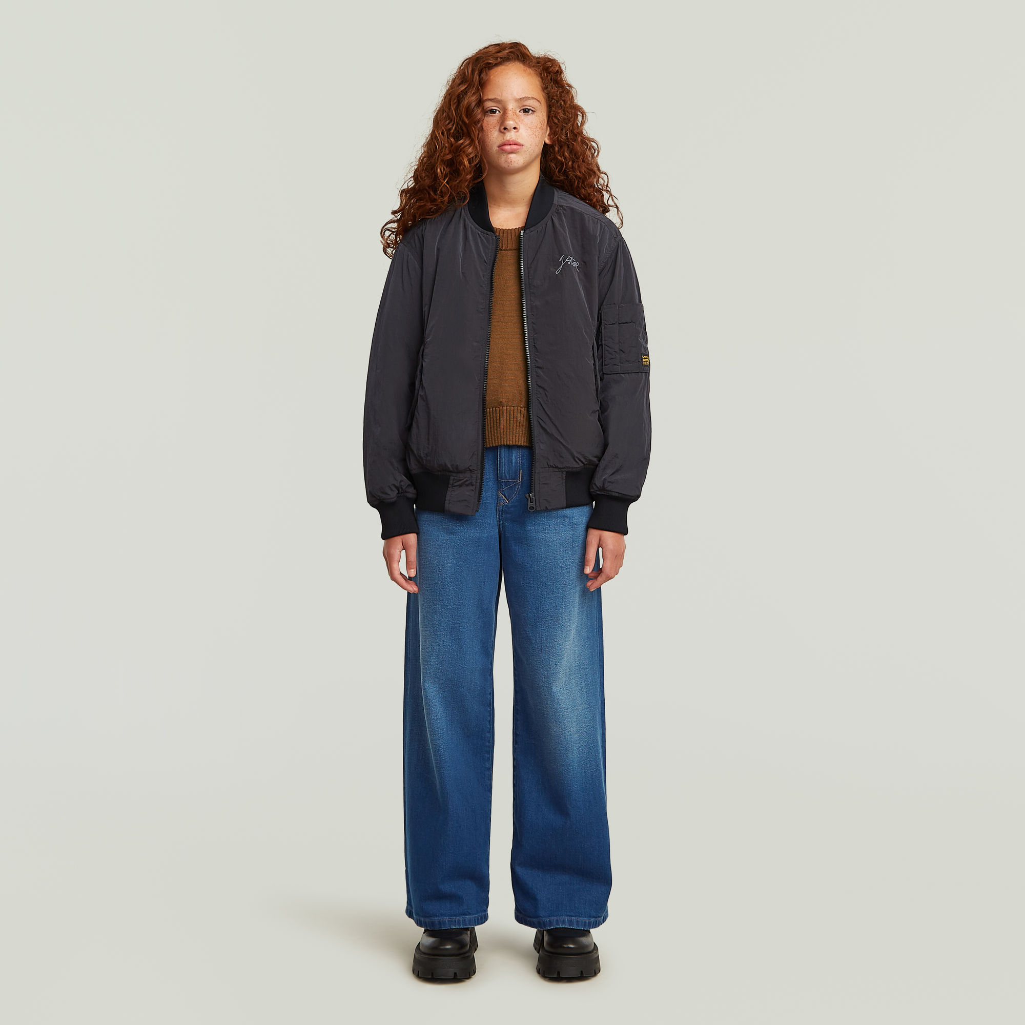 Thumbnail - Girls Bomber Padded Jacke - Dunkelblau - mädchen