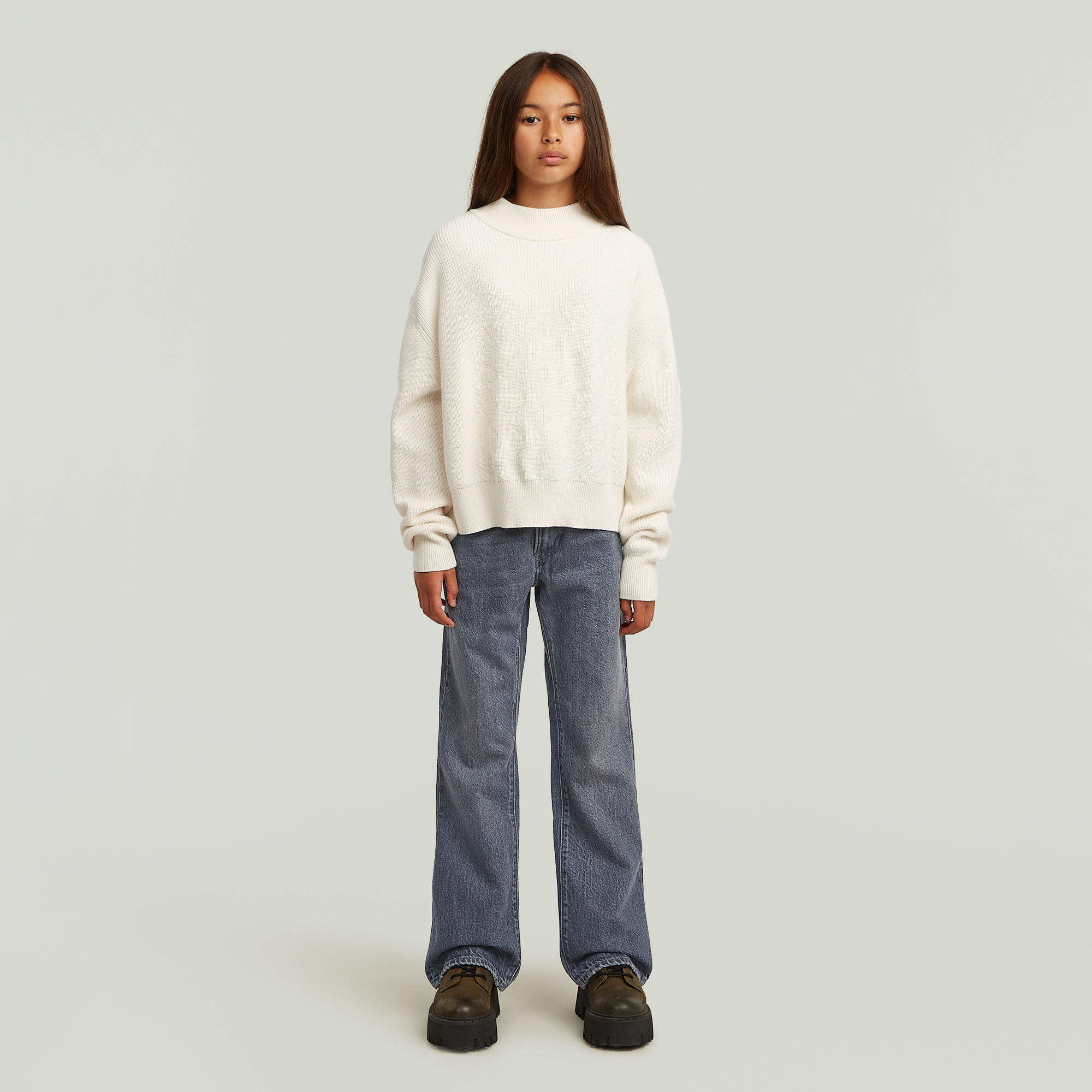 Thumbnail - Girls Modern Cableknit Cardigan - Weiß - mädchen