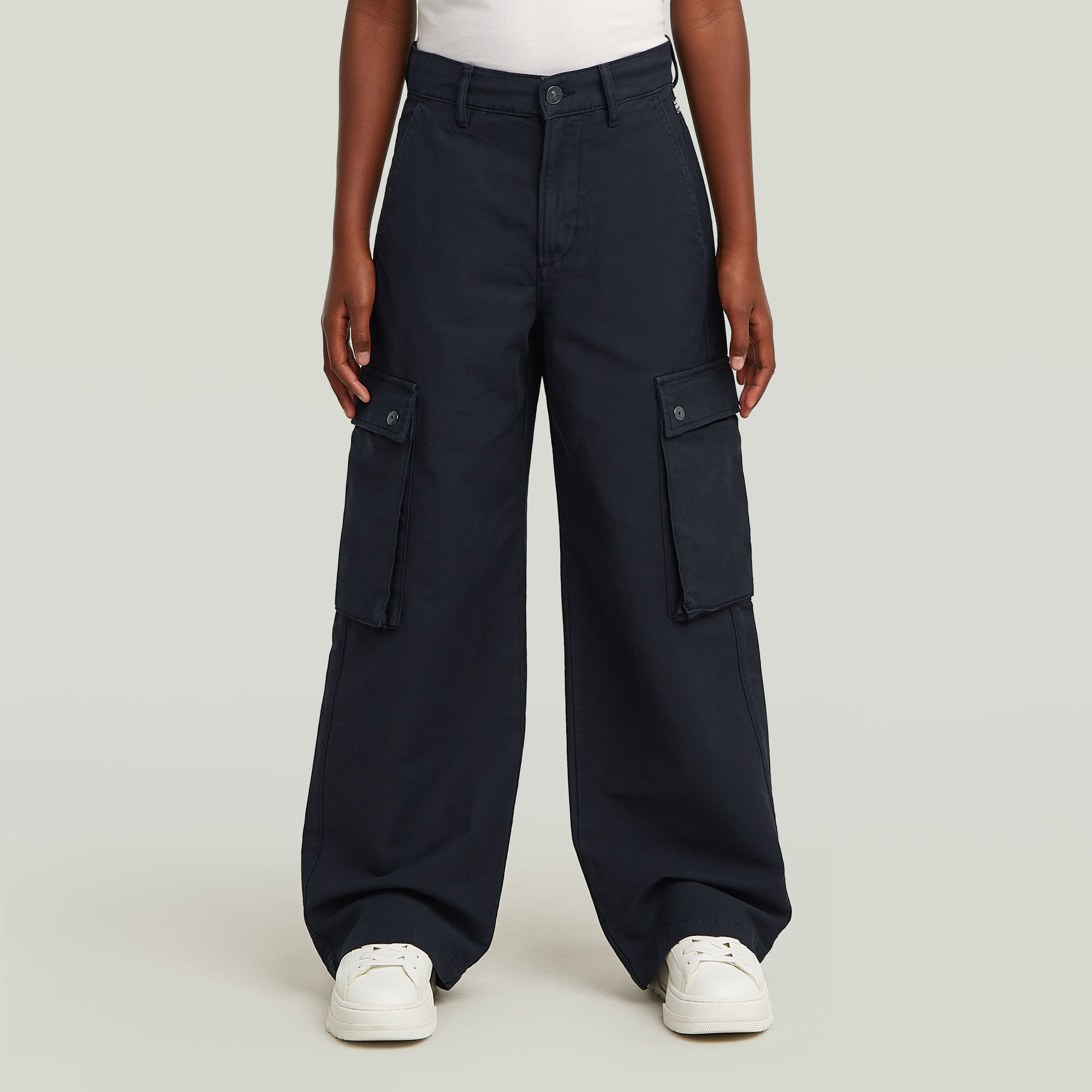 

Girls High Waist Cargo Pants - Dark blue - girls