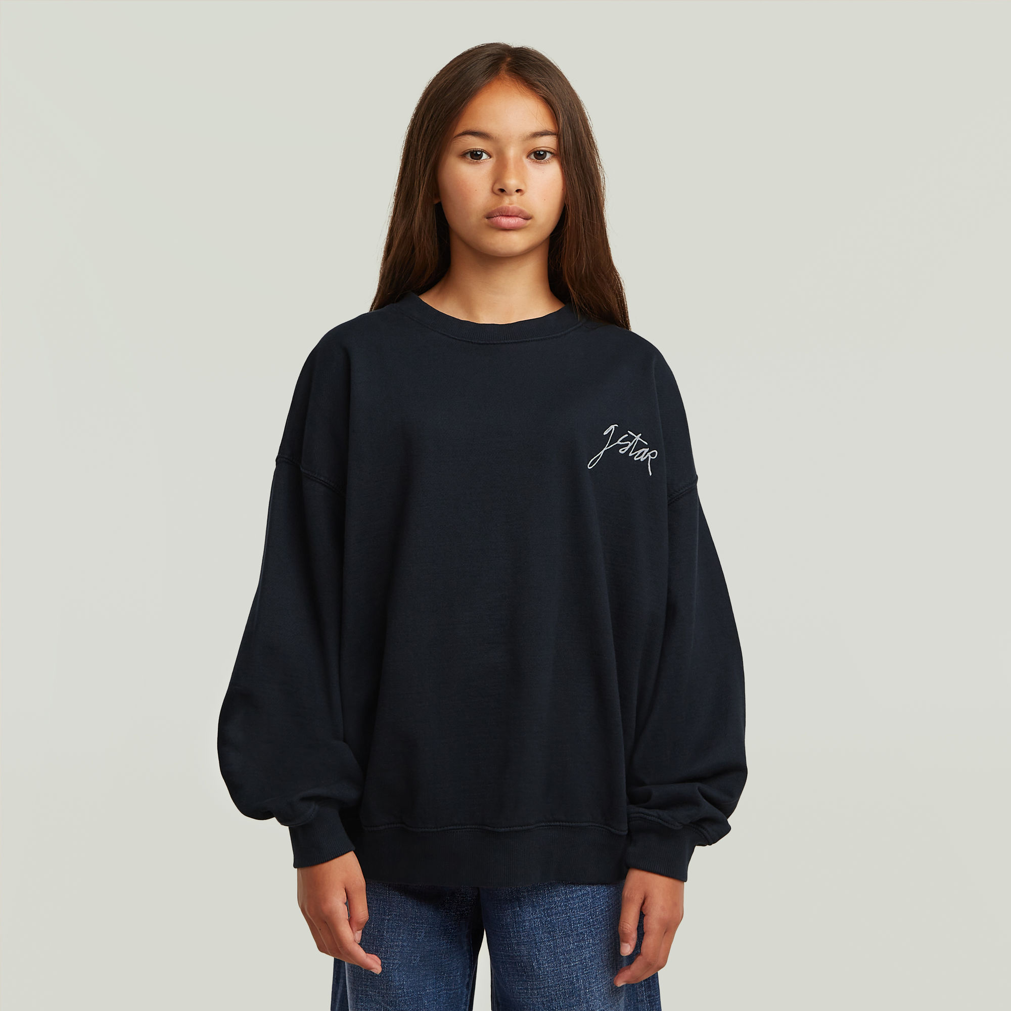 Girls Crew Oversized Sweatshirt - Dunkelblau - mädchen