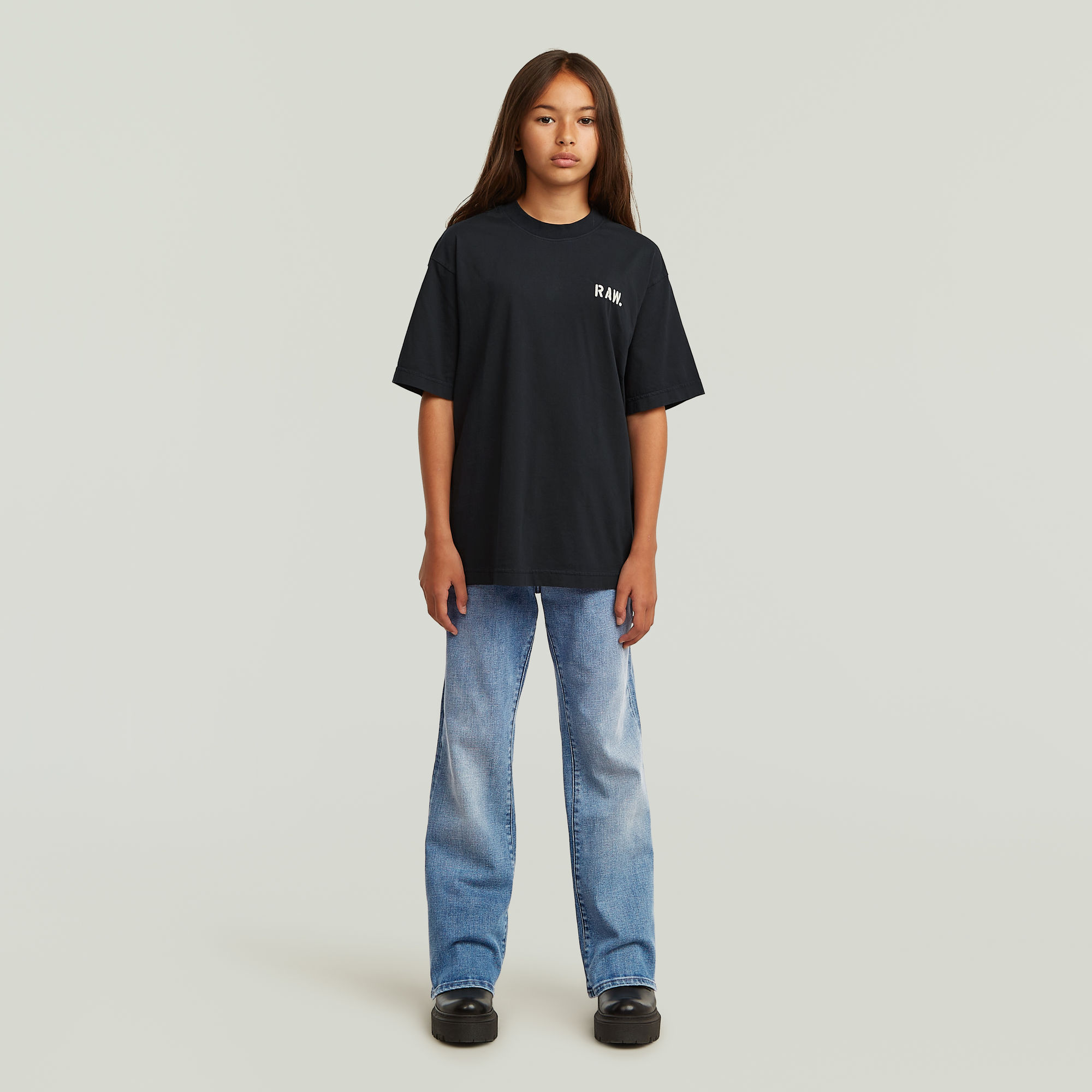 Thumbnail - Girls Oversized T-Shirt - Dunkelblau - mädchen