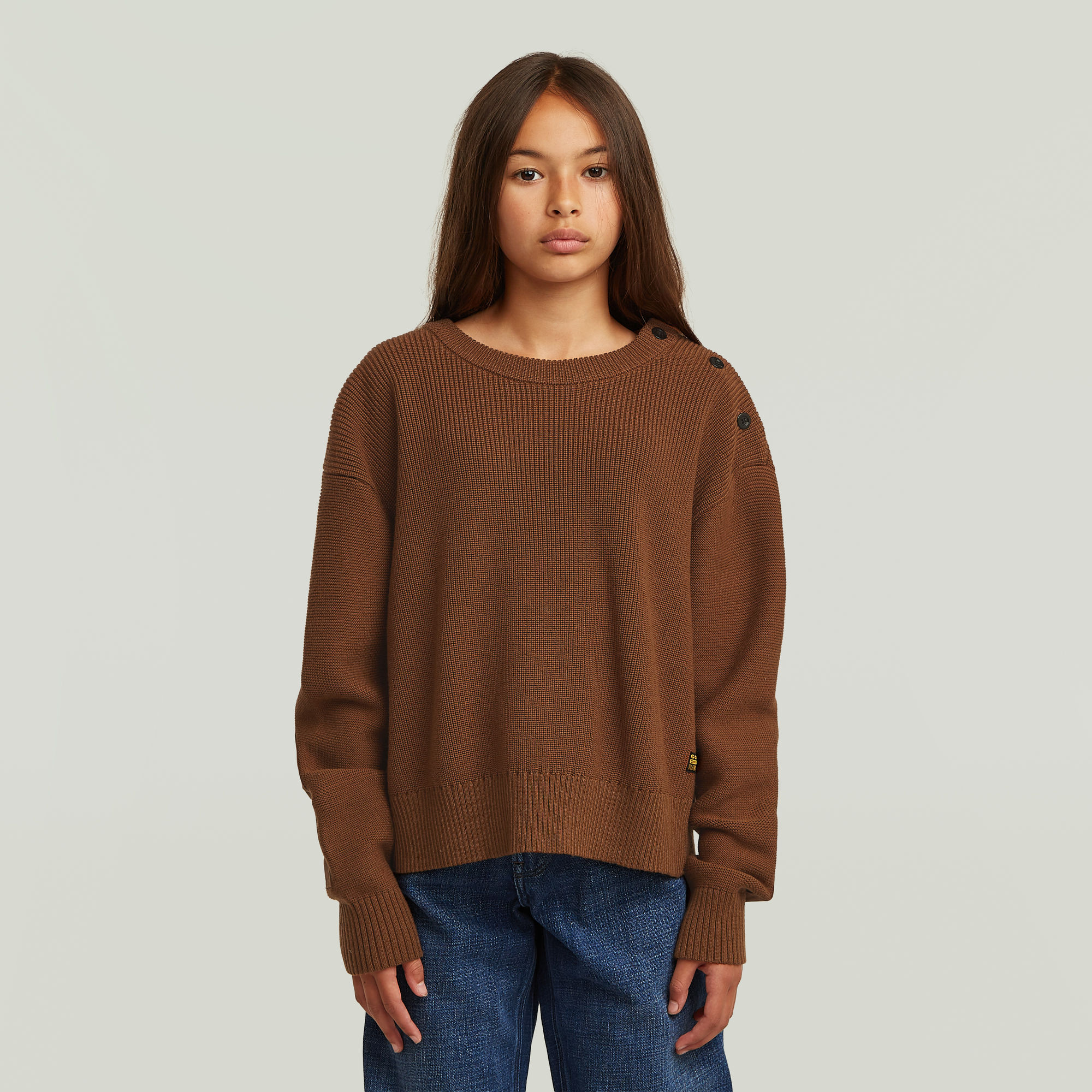 Girls Fisherman Crop Knit - Braun - mädchen