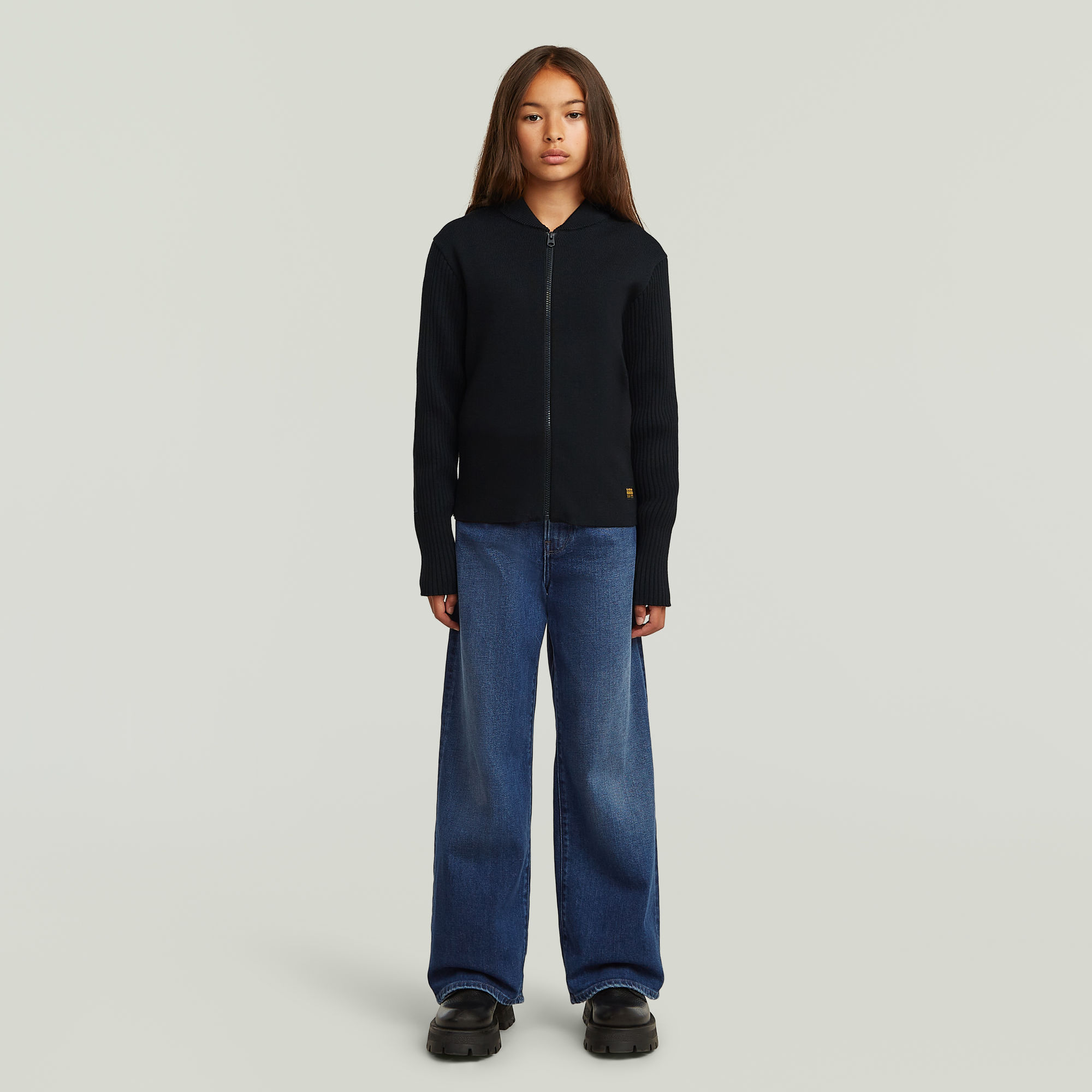 Thumbnail - Girls Hybrid Baseball Full Zip Knit - Schwarz - mädchen