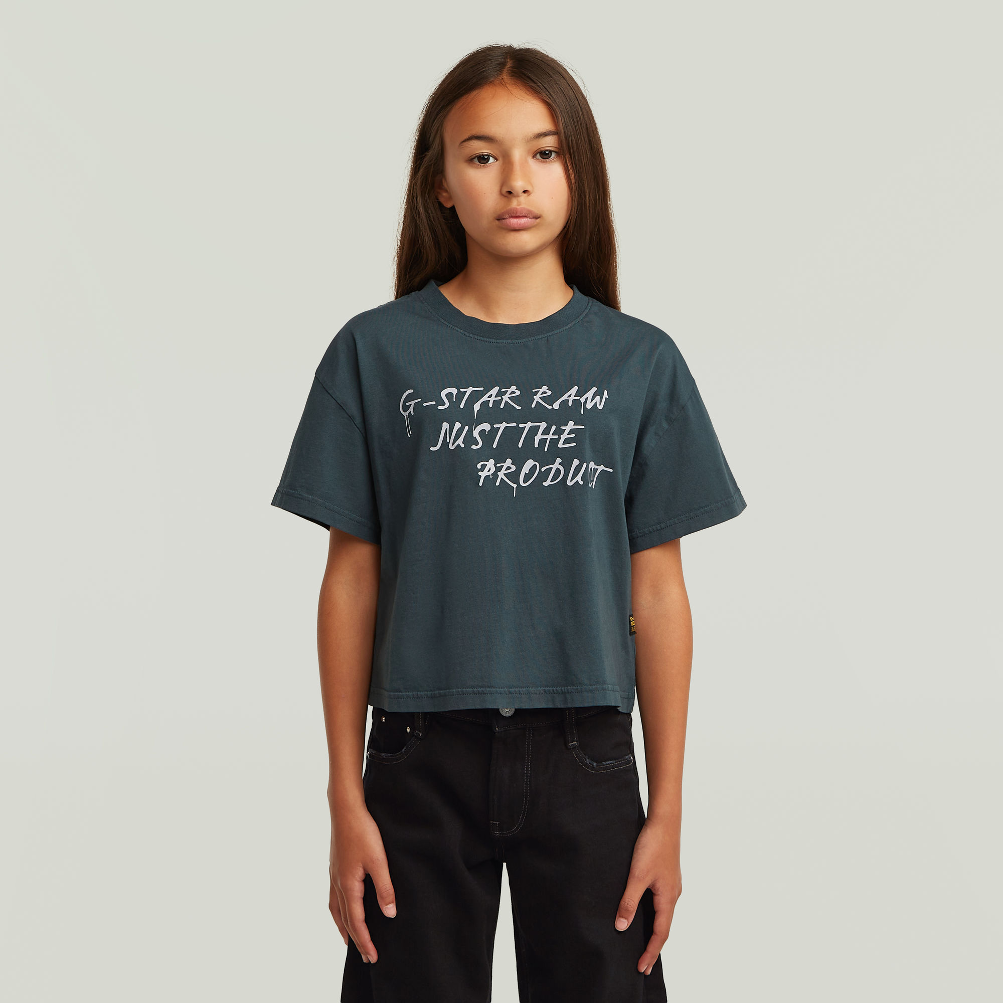 

Girls Cropped Relaxed T-Shirt - Dunkelblau - mädchen