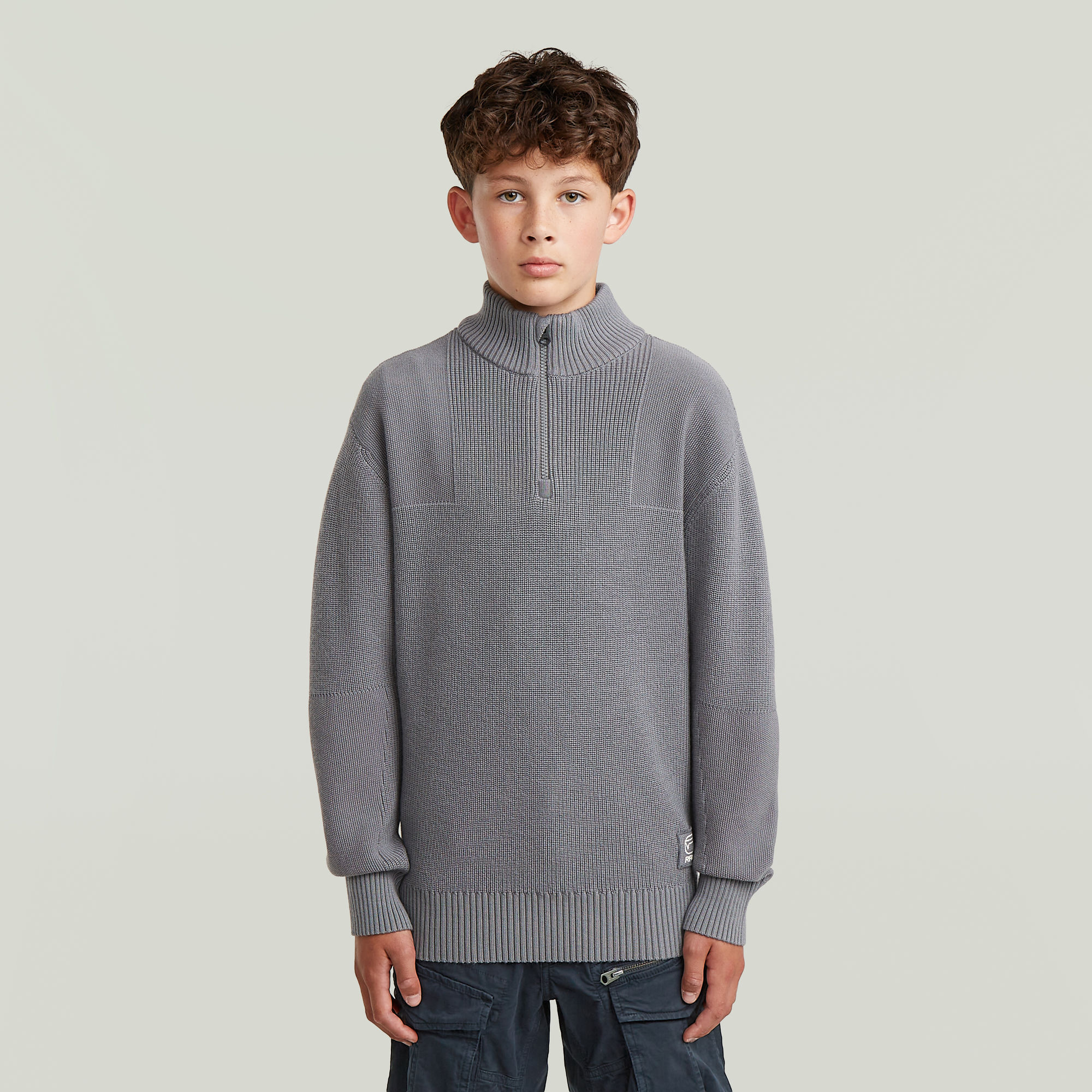 Boys Army Half Zip Knit - Grau - jungen
