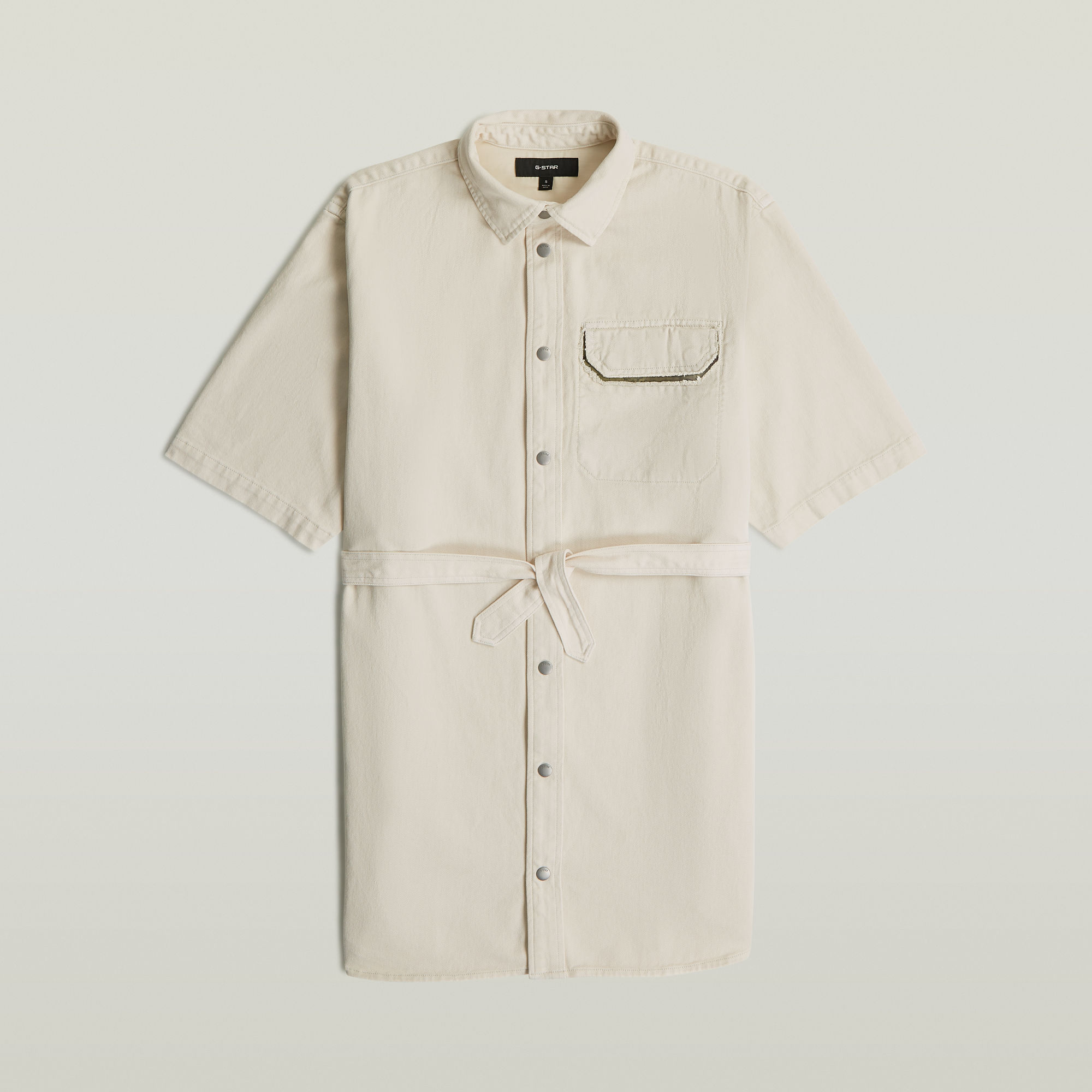 Thumbnail - Belted Army Hemdkleid - Beige - Damen