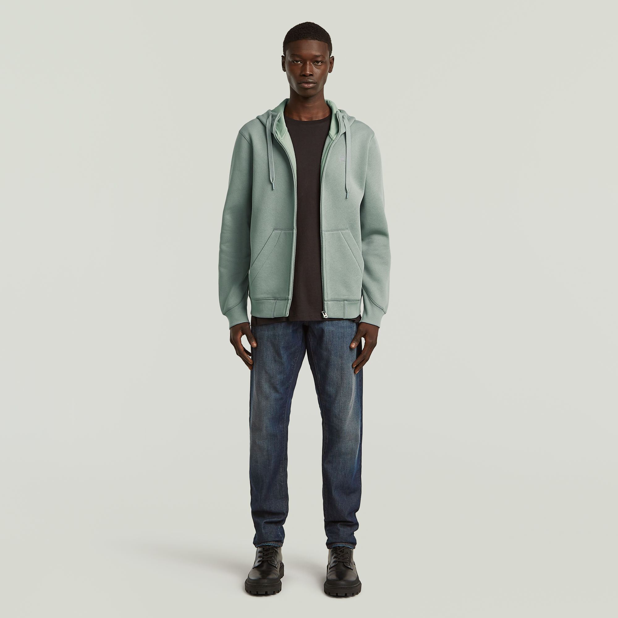 Thumbnail - Premium Core Hooded Zip Sweatshirt - Hellblau - Herren